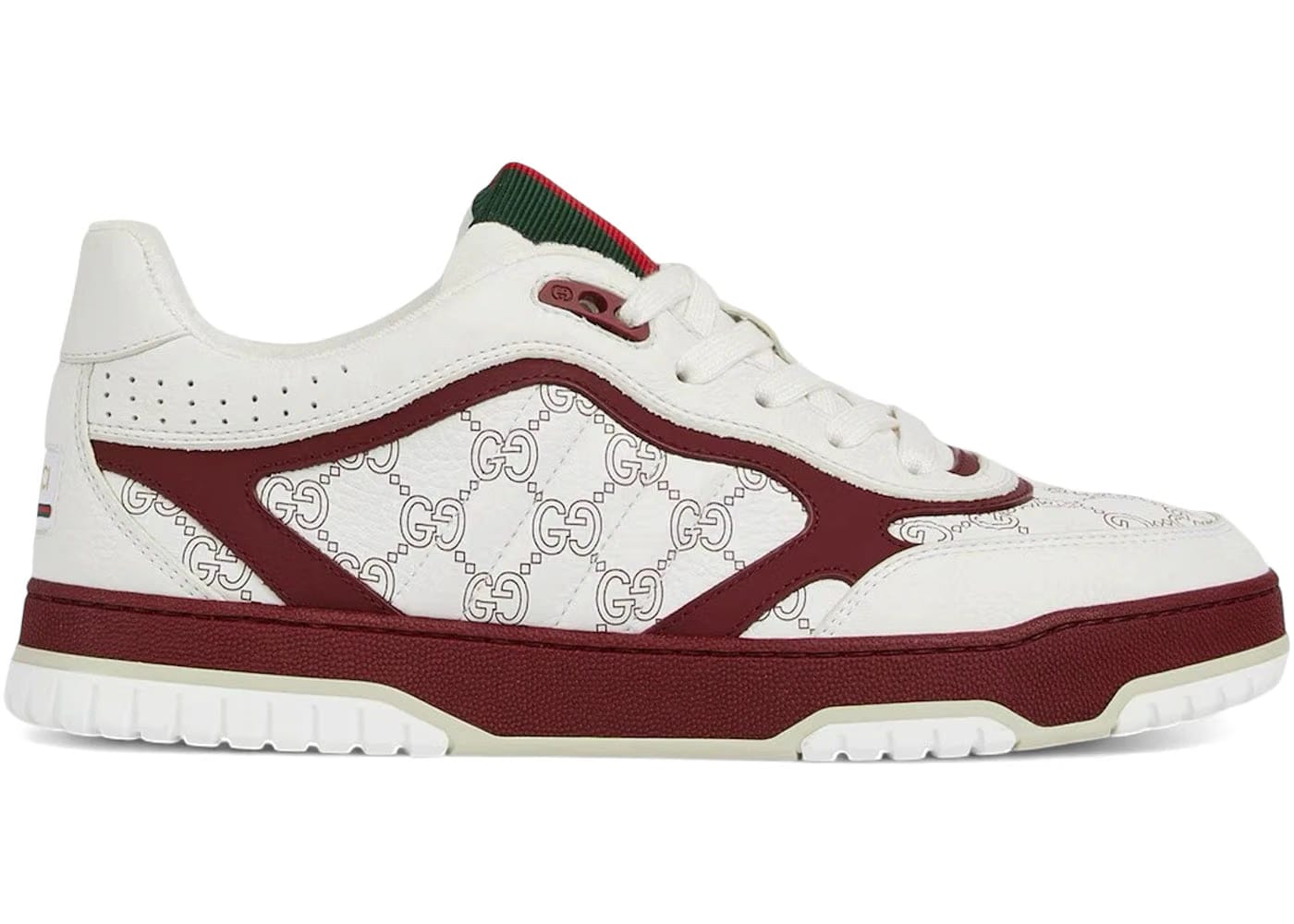 Gucci Re-Web Sneaker White Rosso Ancora Gg Pebbled Leather