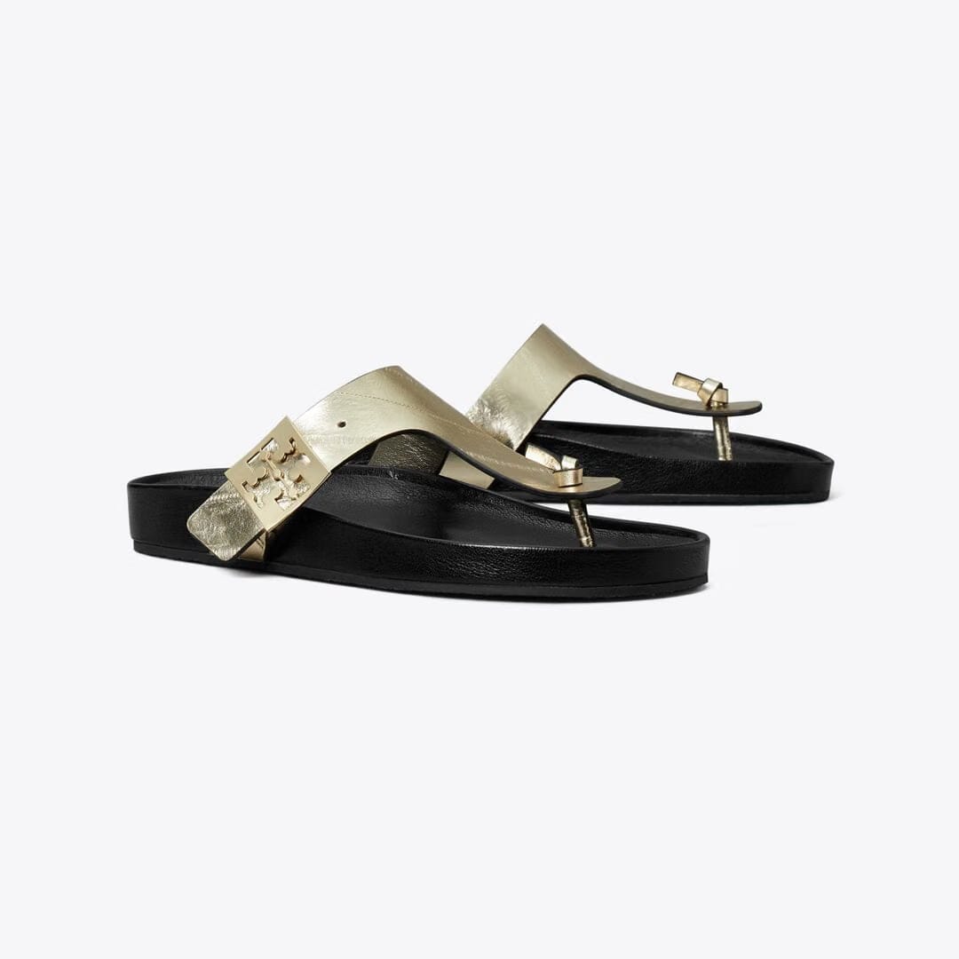 Tory Burch Mellow T-Strap Sandal SPARK GOLD / PERFECT BLACK