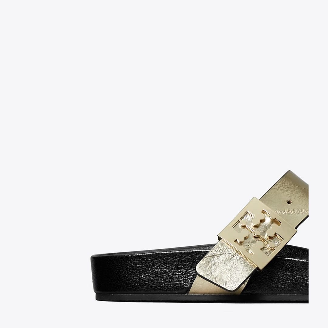 Tory Burch Mellow T-Strap Sandal SPARK GOLD / PERFECT BLACK