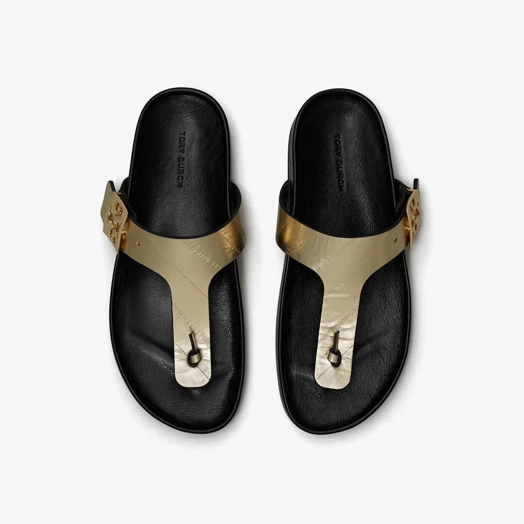 Tory Burch Mellow T-Strap Sandal SPARK GOLD / PERFECT BLACK
