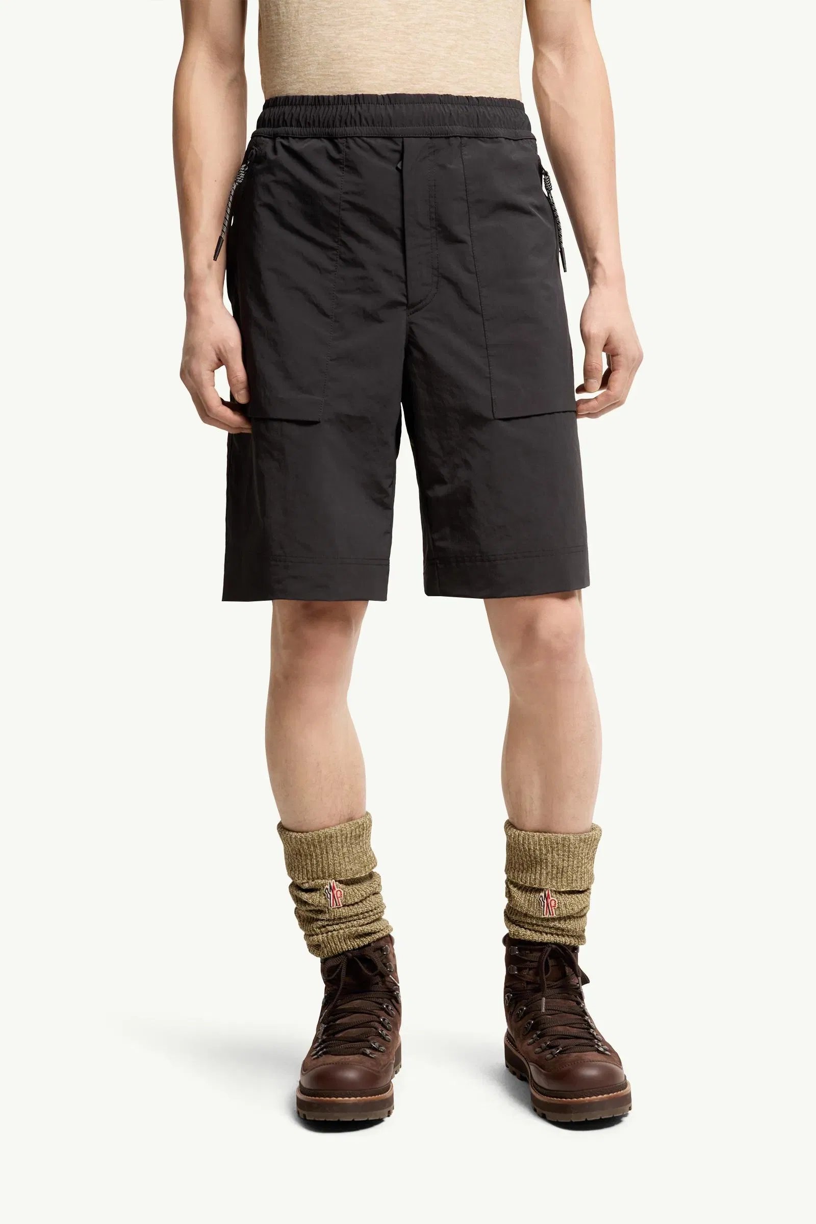 Moncler Technical Froissé Shorts Black Black