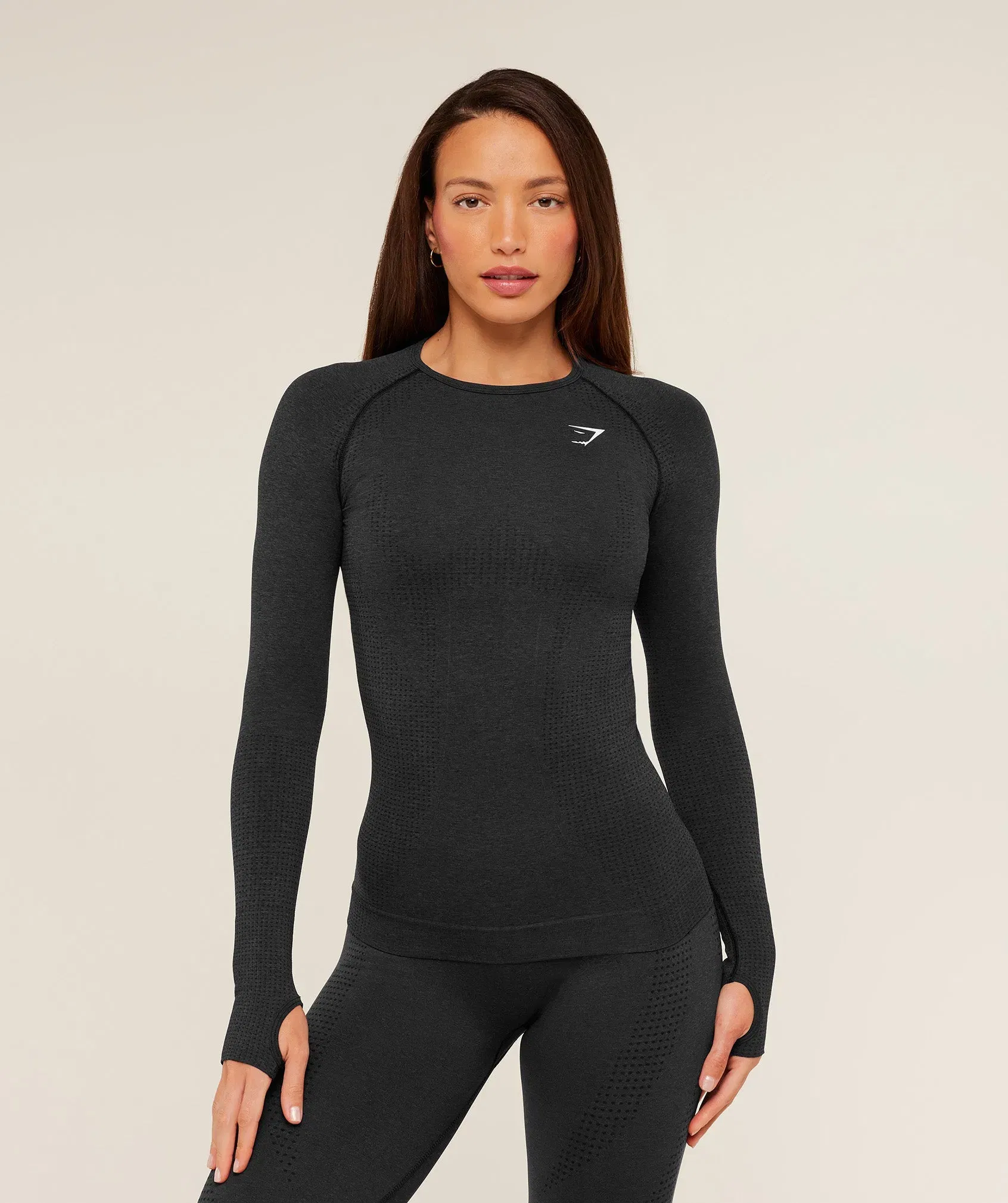 Women's Gymshark Vital Long Sleeve Top Black Marl