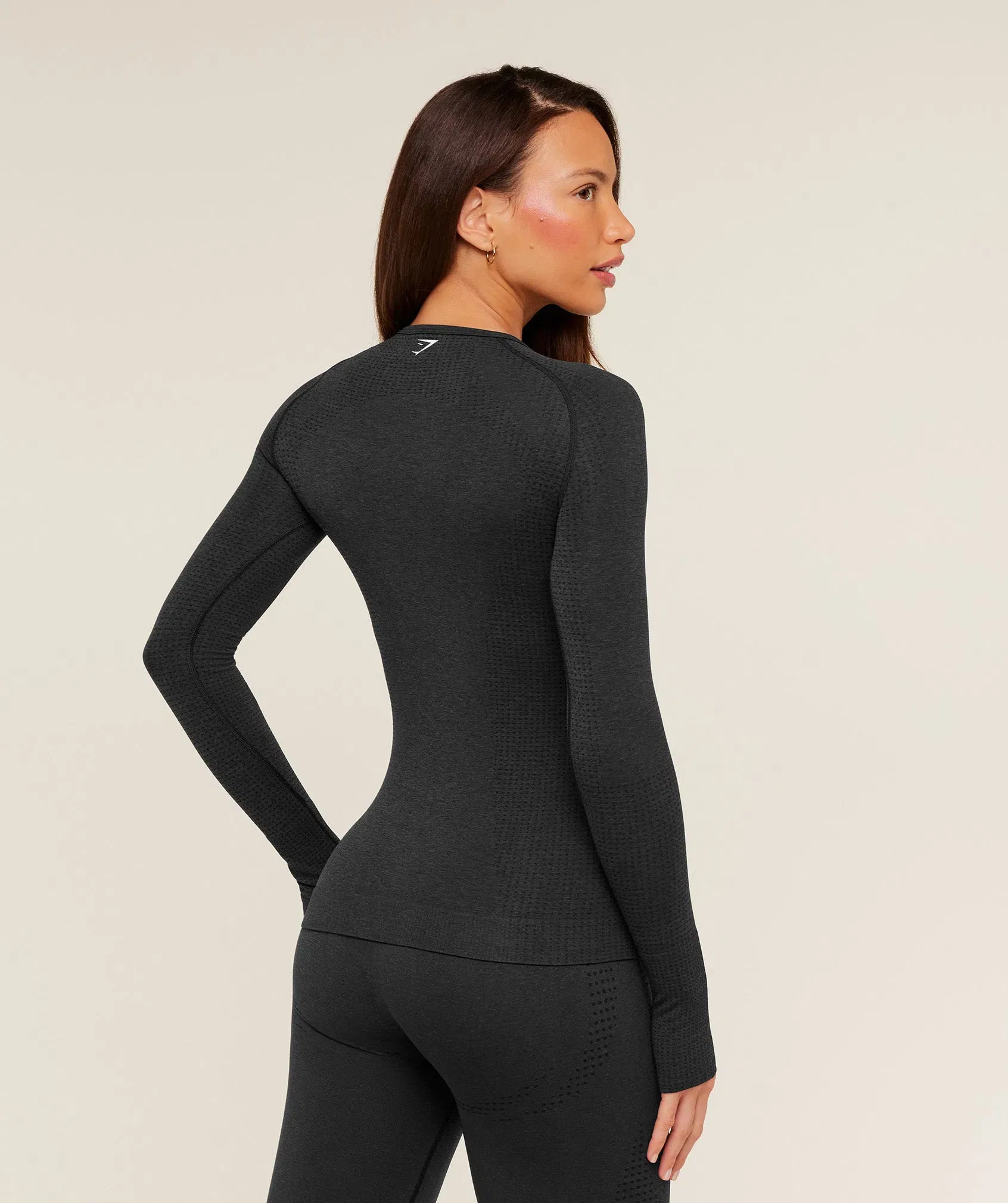Women's Gymshark Vital Long Sleeve Top Black Marl