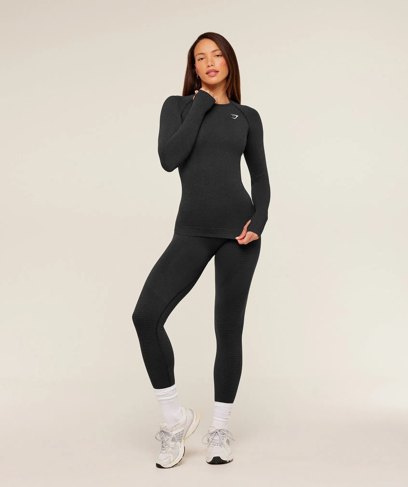 Women's Gymshark Vital Long Sleeve Top Black Marl