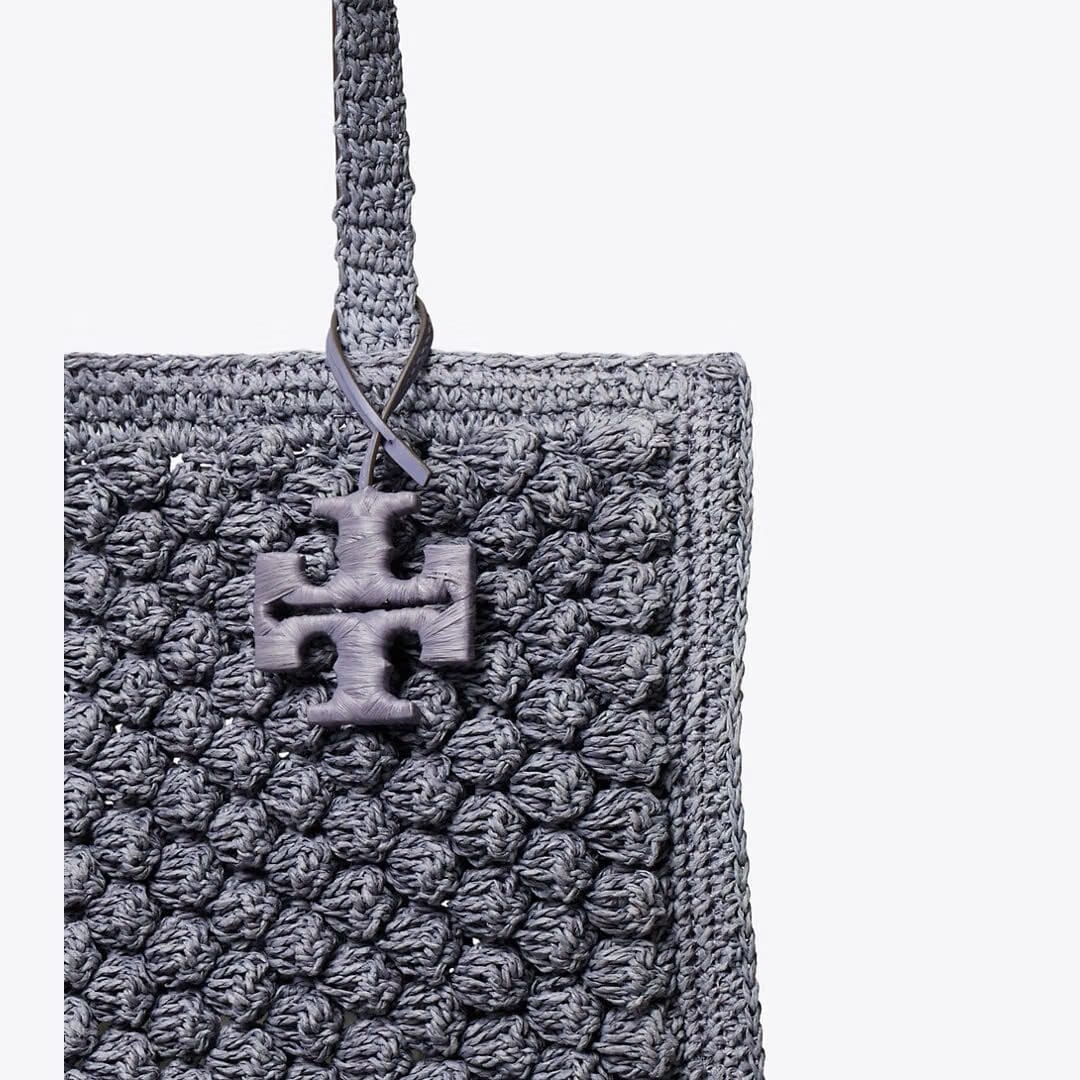 Tory Burch Small Ella Hand-Crocheted Popcorn Tote Gray