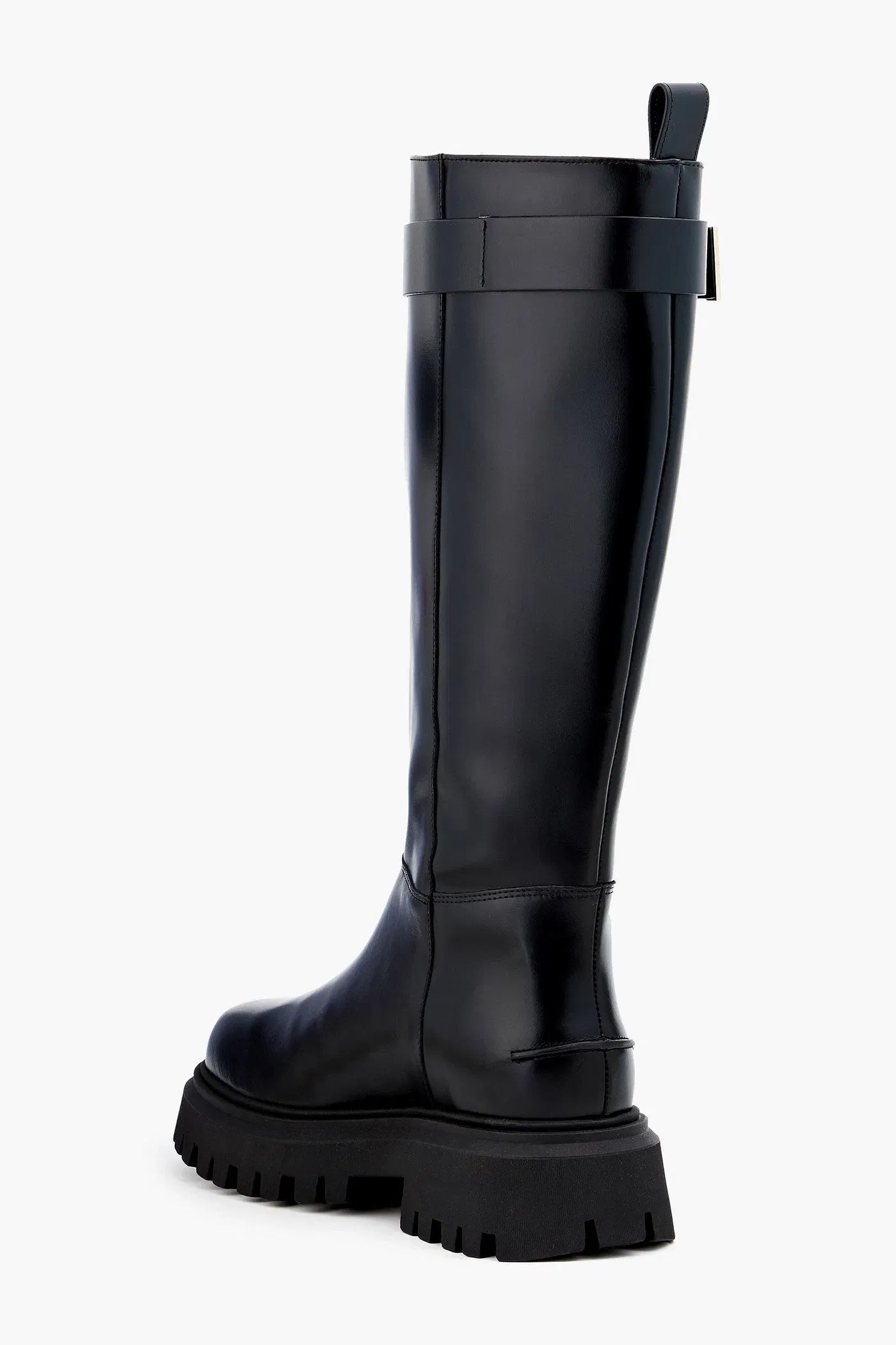 Maje Buckled Leather Knee Boots Black Women's