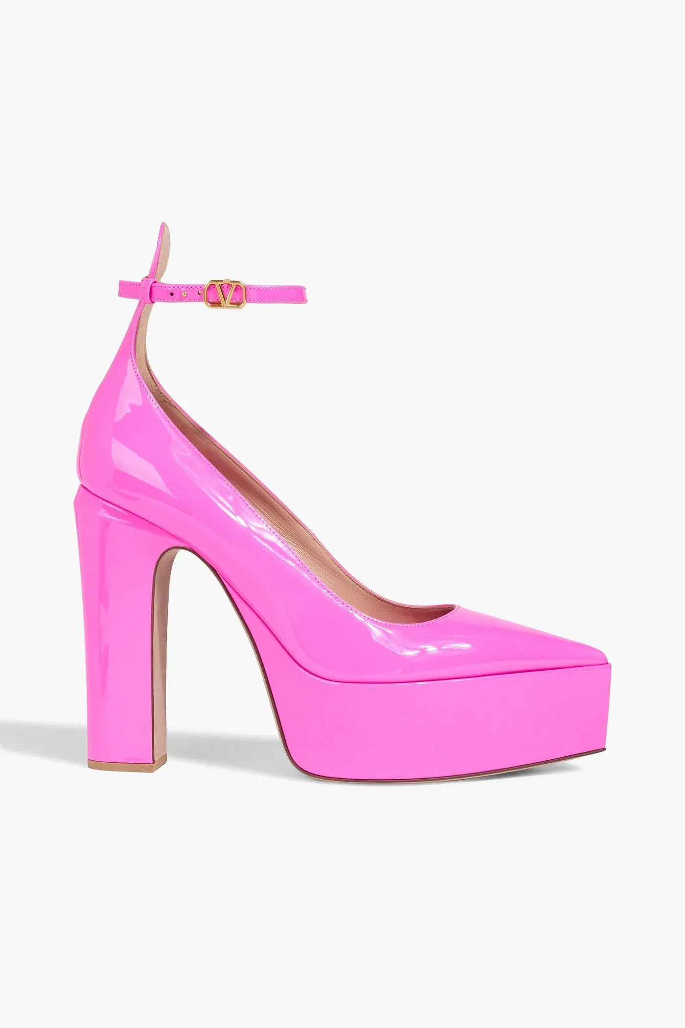 Valentino Garavani Tan-Go Patent-Leather Pumps Bright Pink Women's