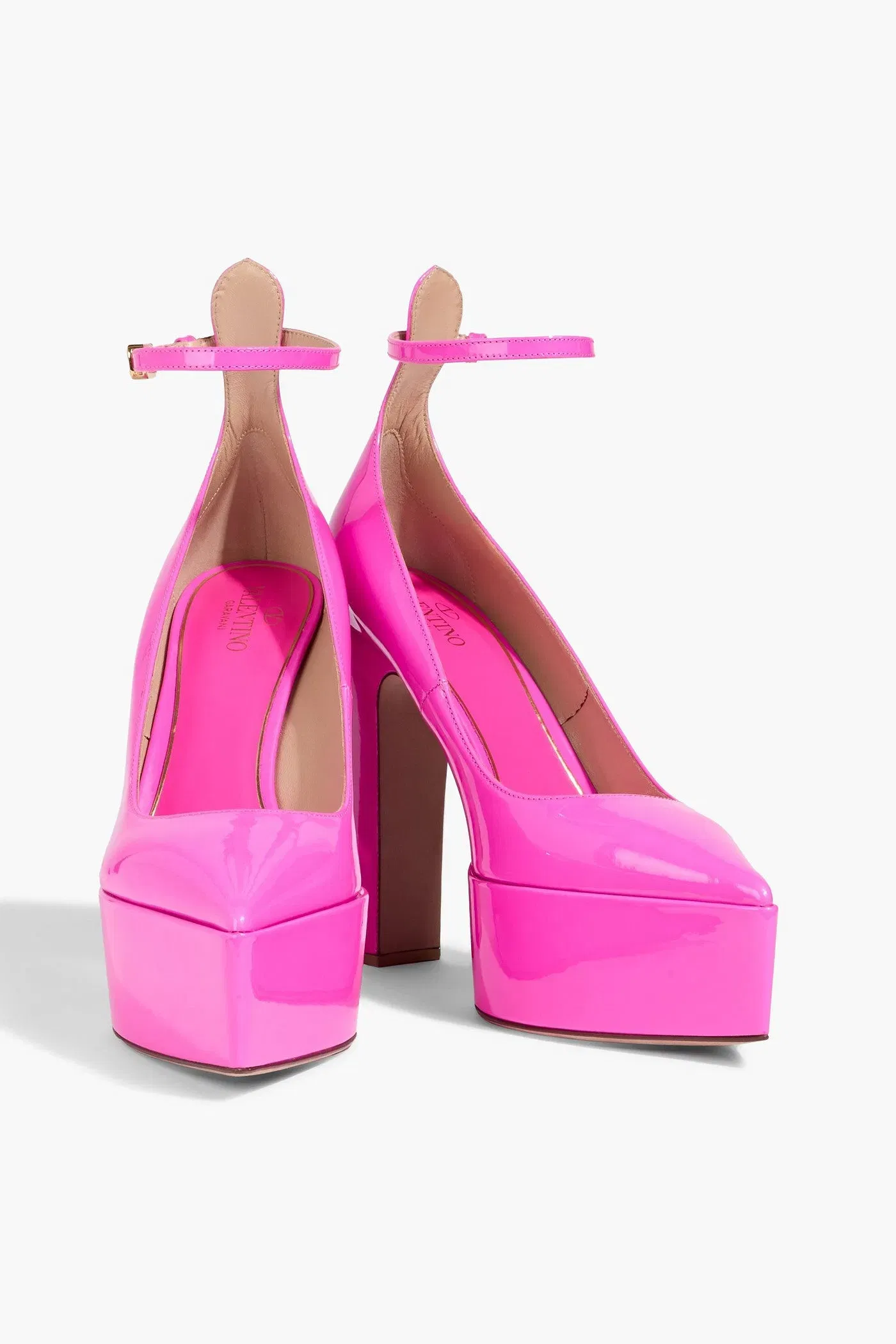 Valentino Garavani Tan-Go Patent-Leather Pumps Bright Pink Women's