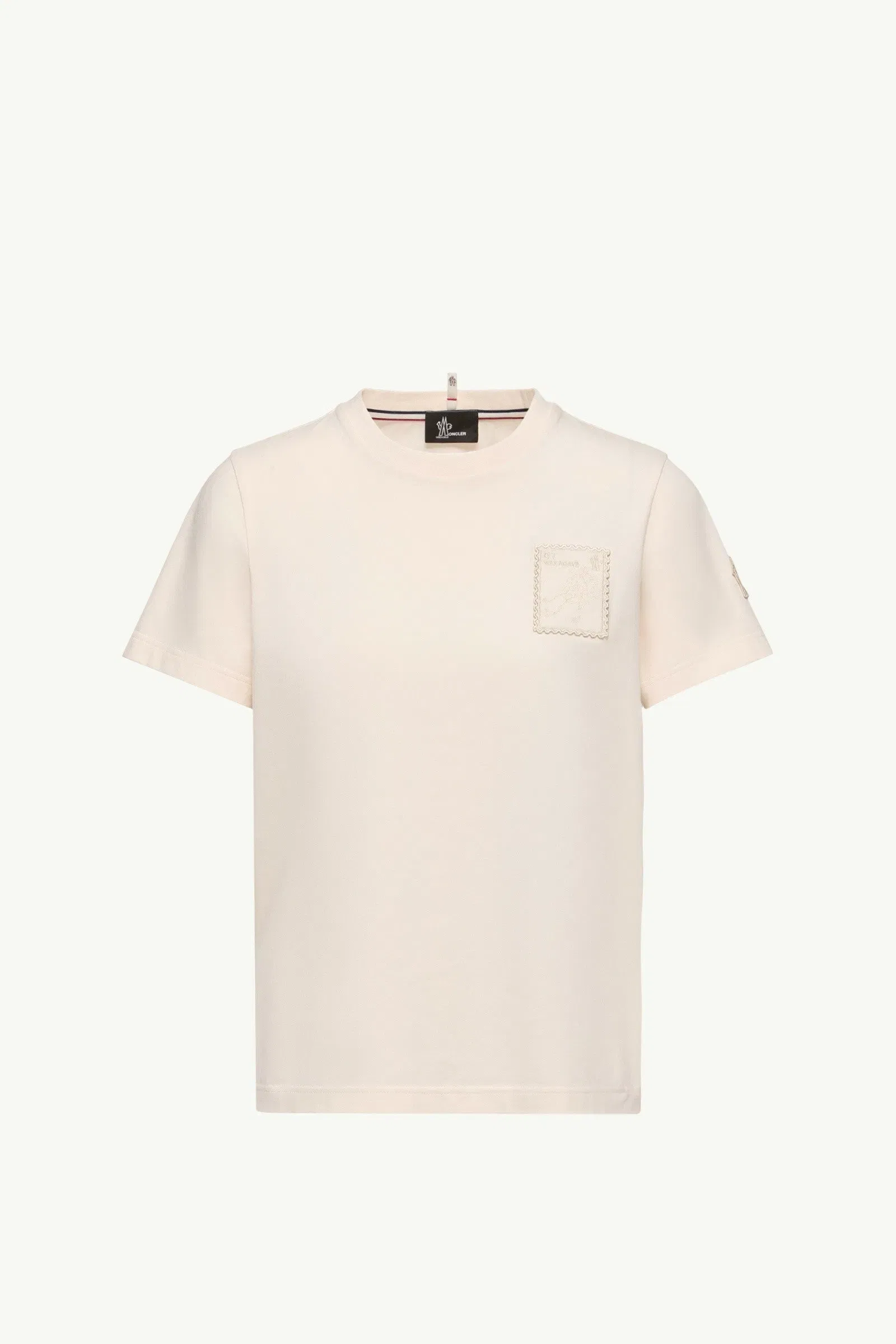 Moncler Botanical Patch Cotton Blend T-Shirt White Ivory White Ivory