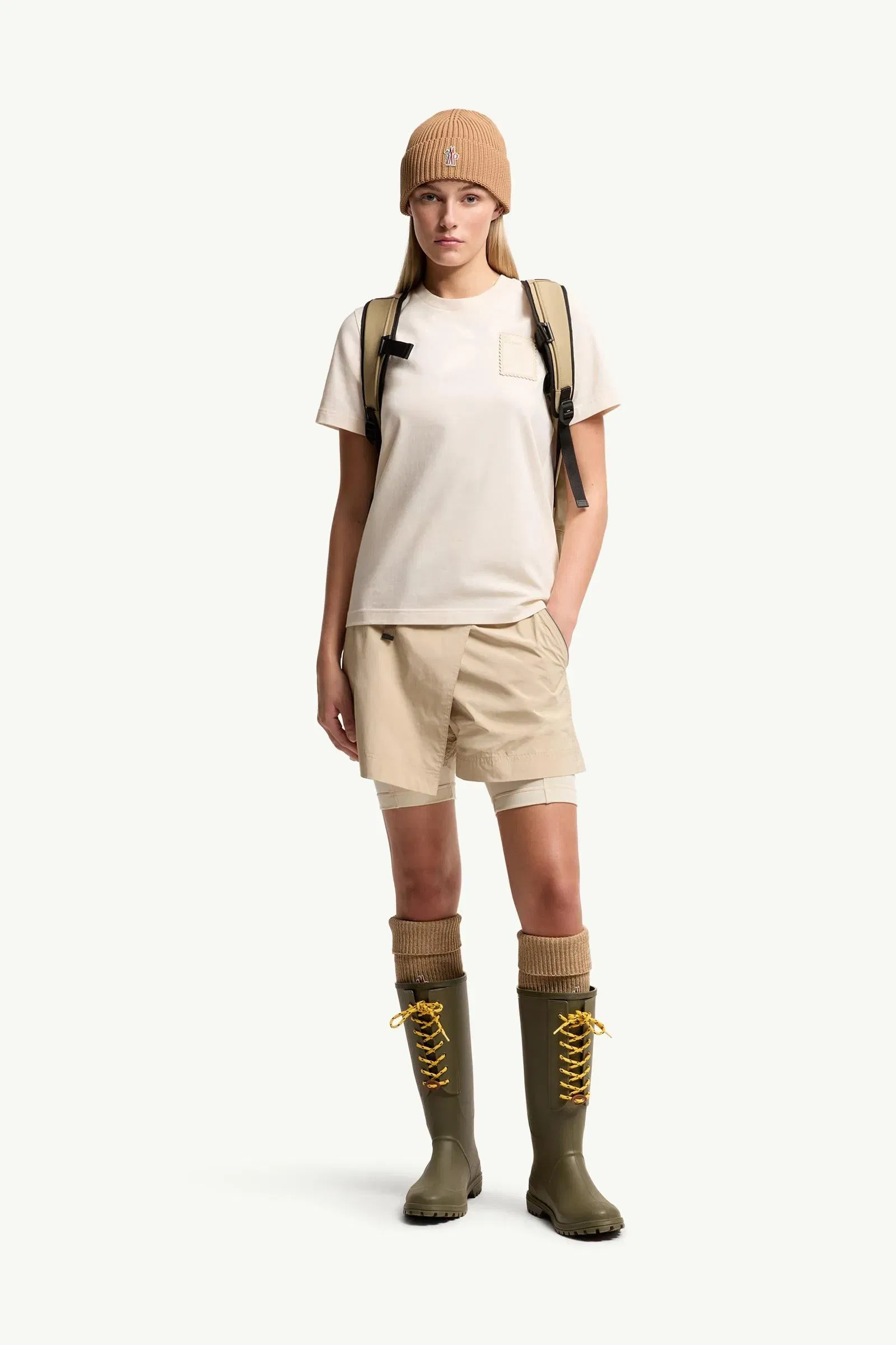Moncler Botanical Patch Cotton Blend T-Shirt White Ivory White Ivory