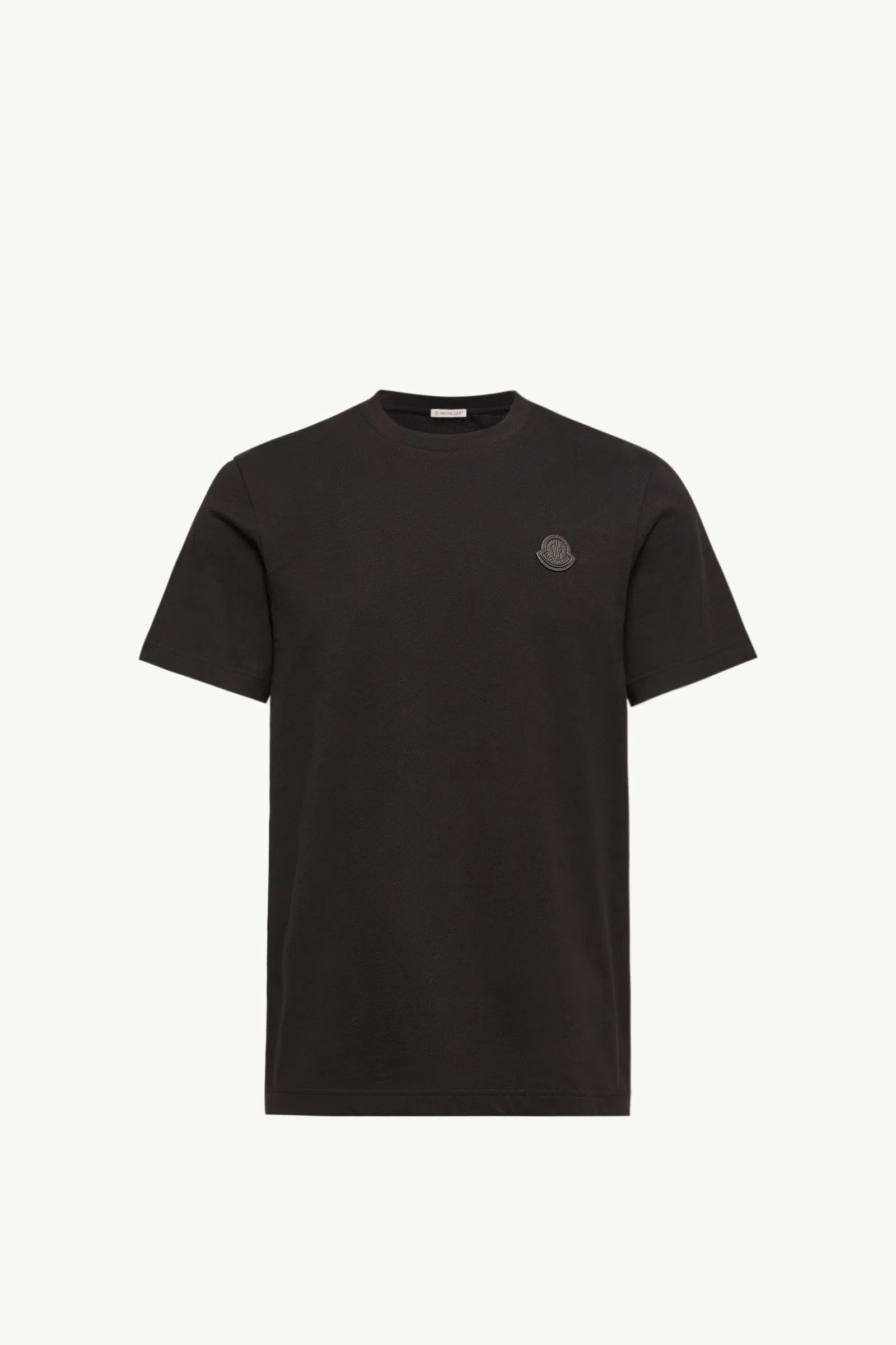 Moncler Double Leather Logo Cotton T-Shirt Black Black