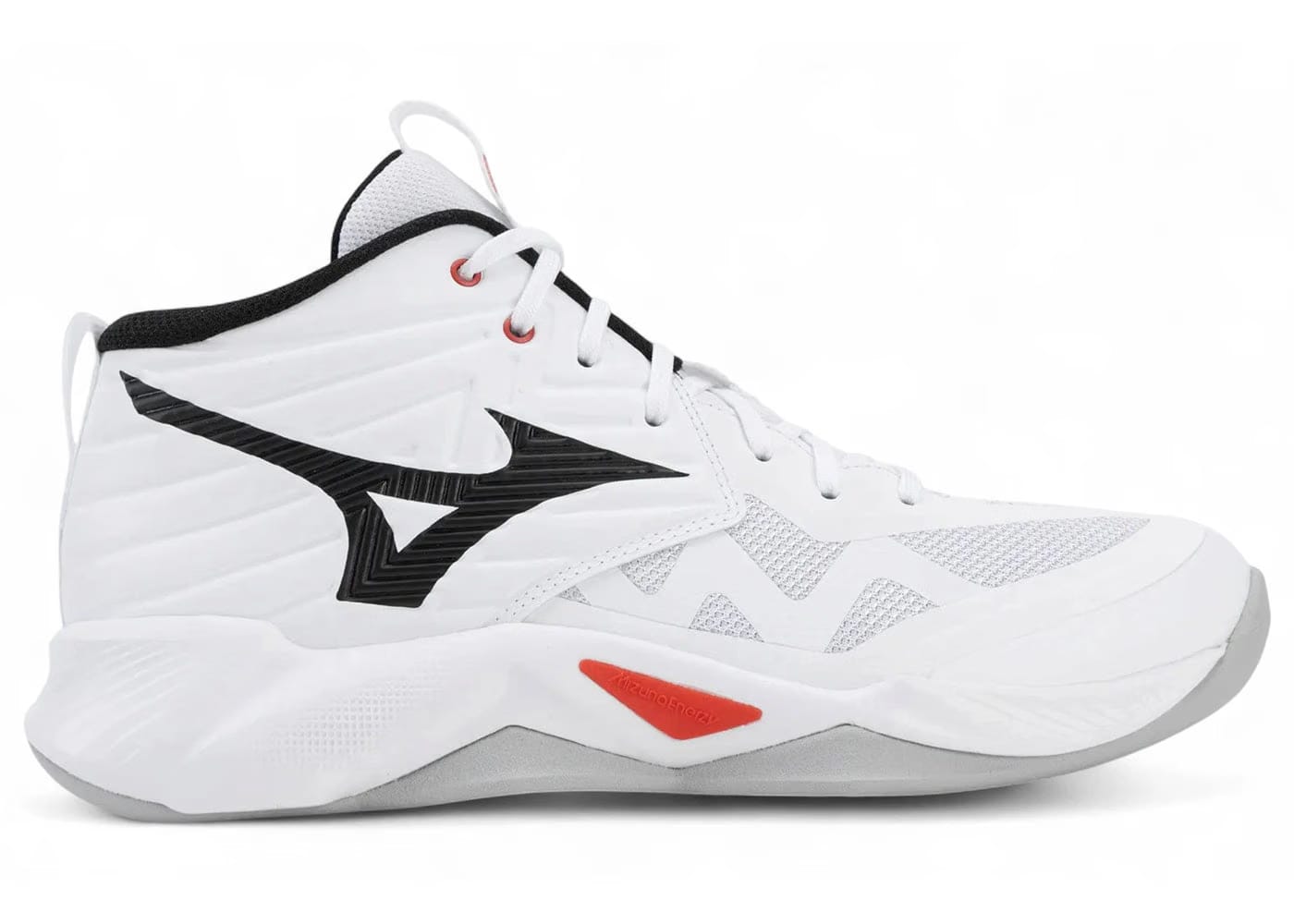 Mizuno Wave Momentum Pro Mid White Black Fiery Red