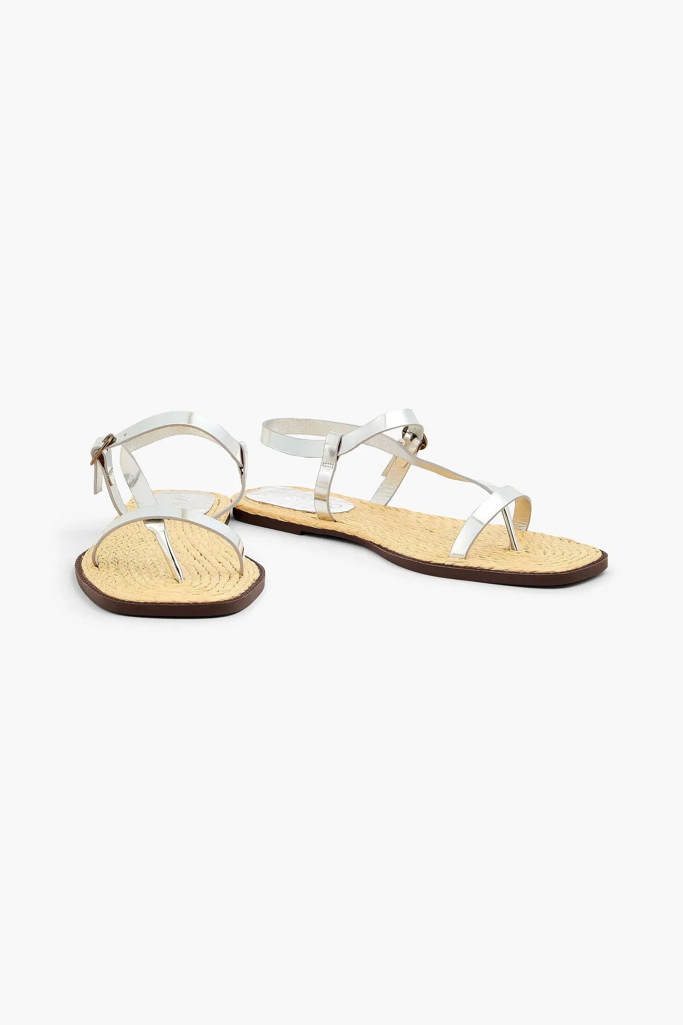 Farm Rio Mirrored-Leather Sandals Silver Women's
