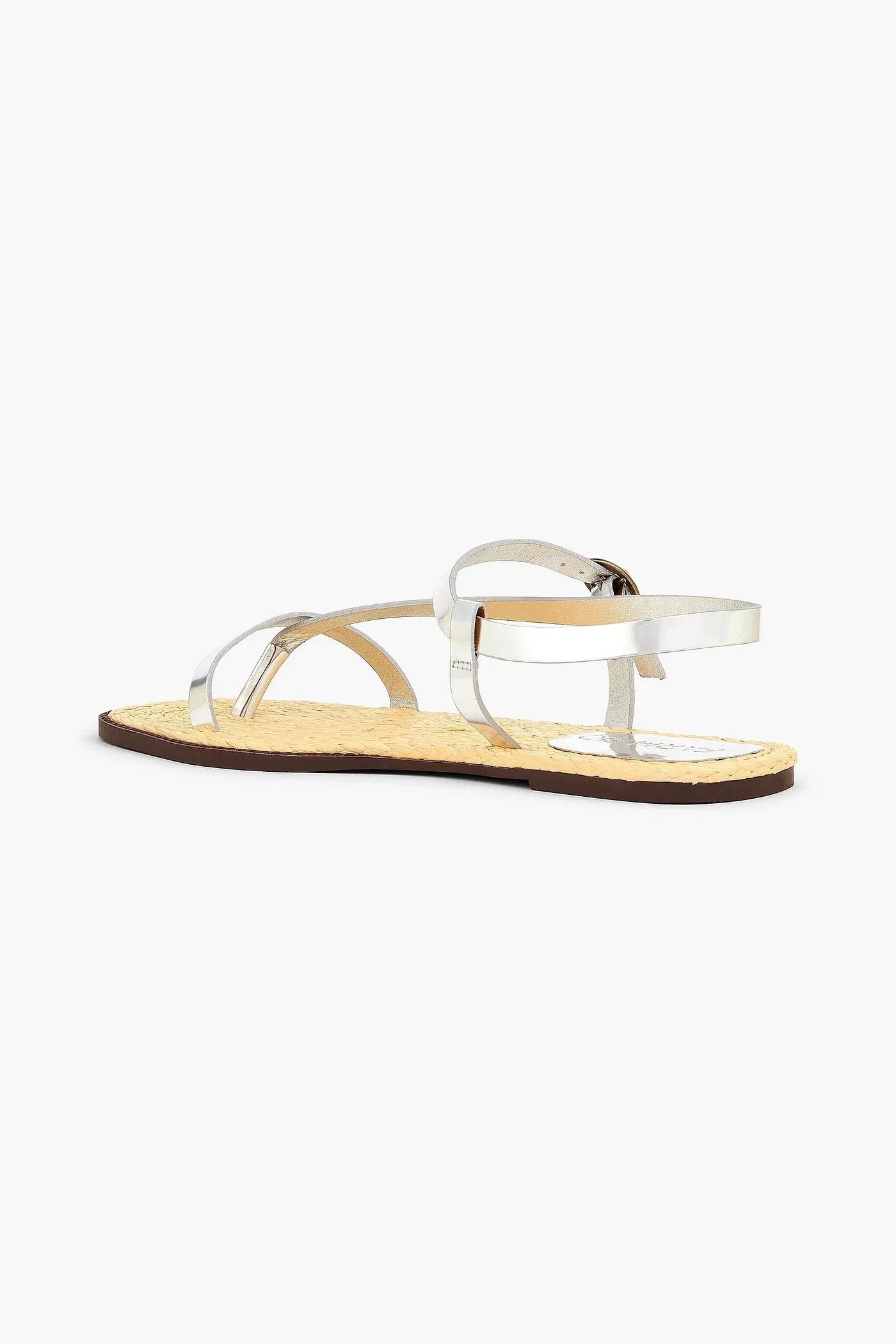 Farm Rio Mirrored-Leather Sandals Silver Women's