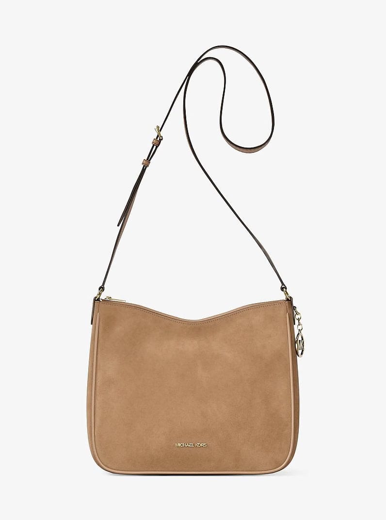 Michael Kors Nayla Medium Pebbled Leather Messenger Bag Camel