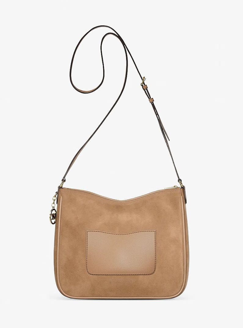 Michael Kors Nayla Medium Pebbled Leather Messenger Bag Camel
