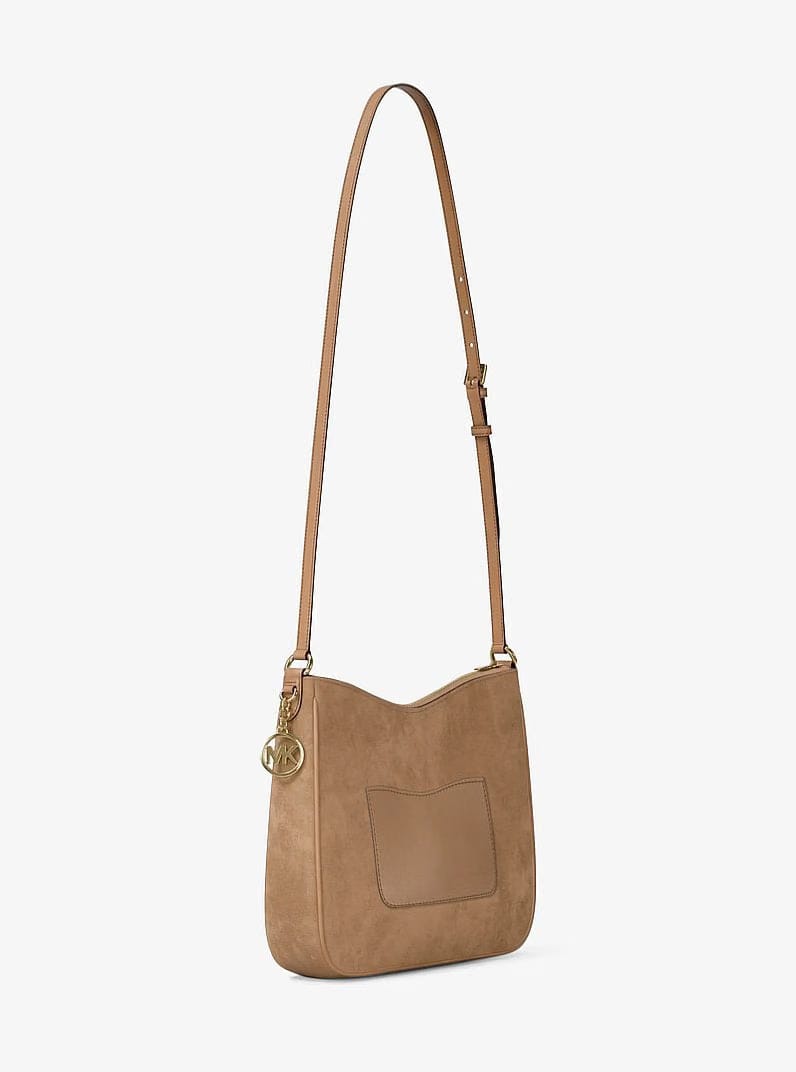 Michael Kors Nayla Medium Pebbled Leather Messenger Bag Camel