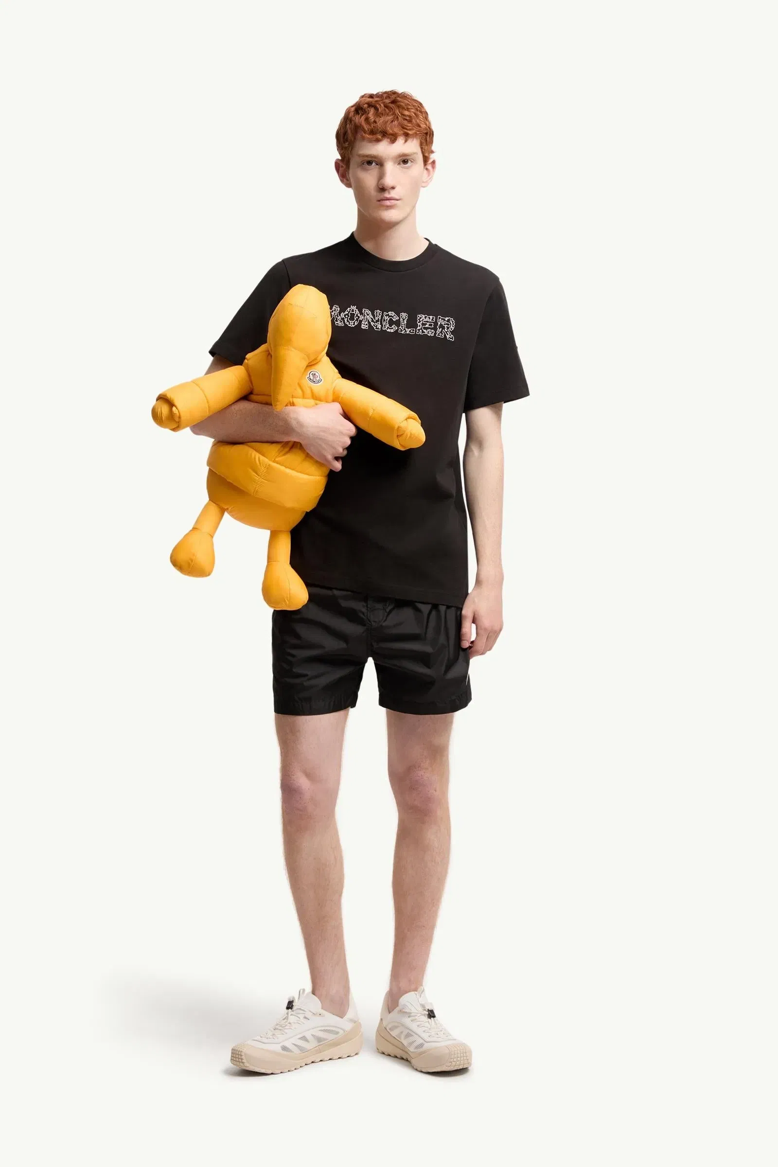 Moncler Space Embroidered Logo Cotton T-Shirt Black Black
