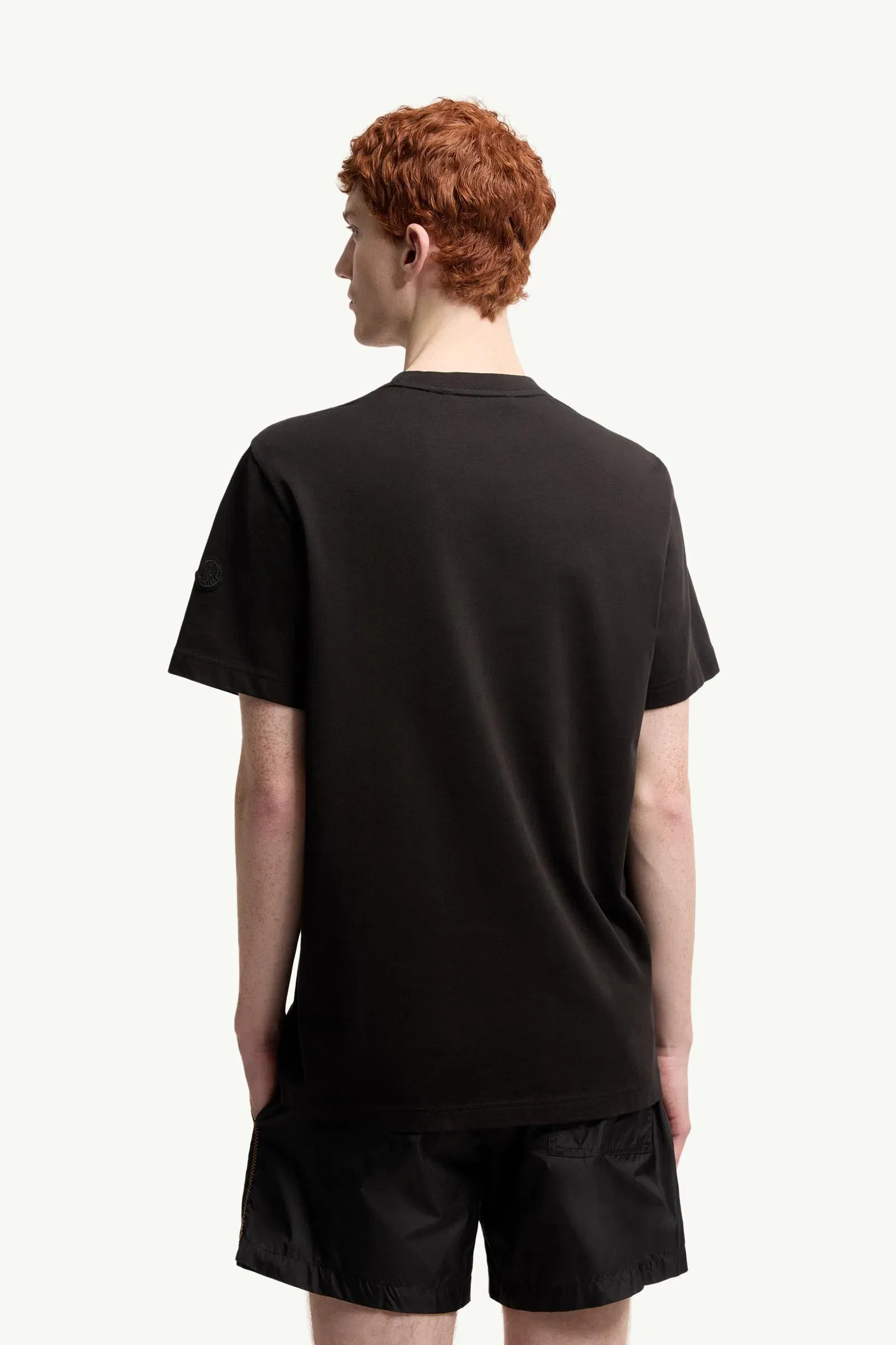 Moncler Space Embroidered Logo Cotton T-Shirt Black Black