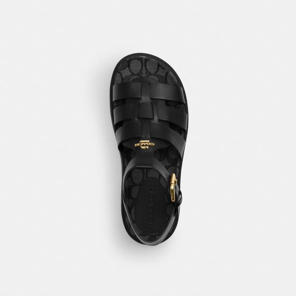 Women's Coach Lucy Lug Sole Sandal In Signature Jacquard Black Smoke