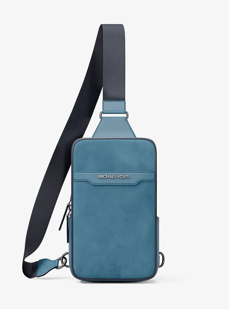 Michael Kors Cooper Medium Suede Sling Pack Denim