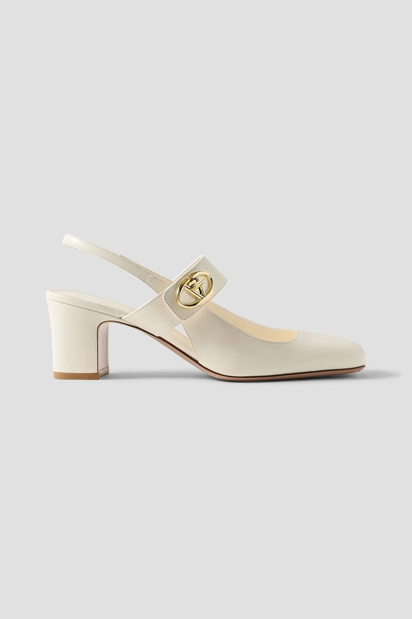 Valentino Garavani Vlogo 60 Embellished Leather Slingback Pumps Ivory Women's