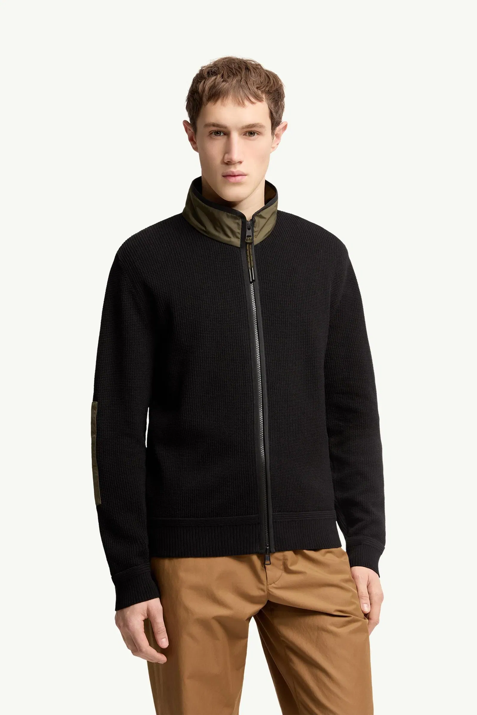 Moncler Zip-Up Cotton Cardigan Black Black