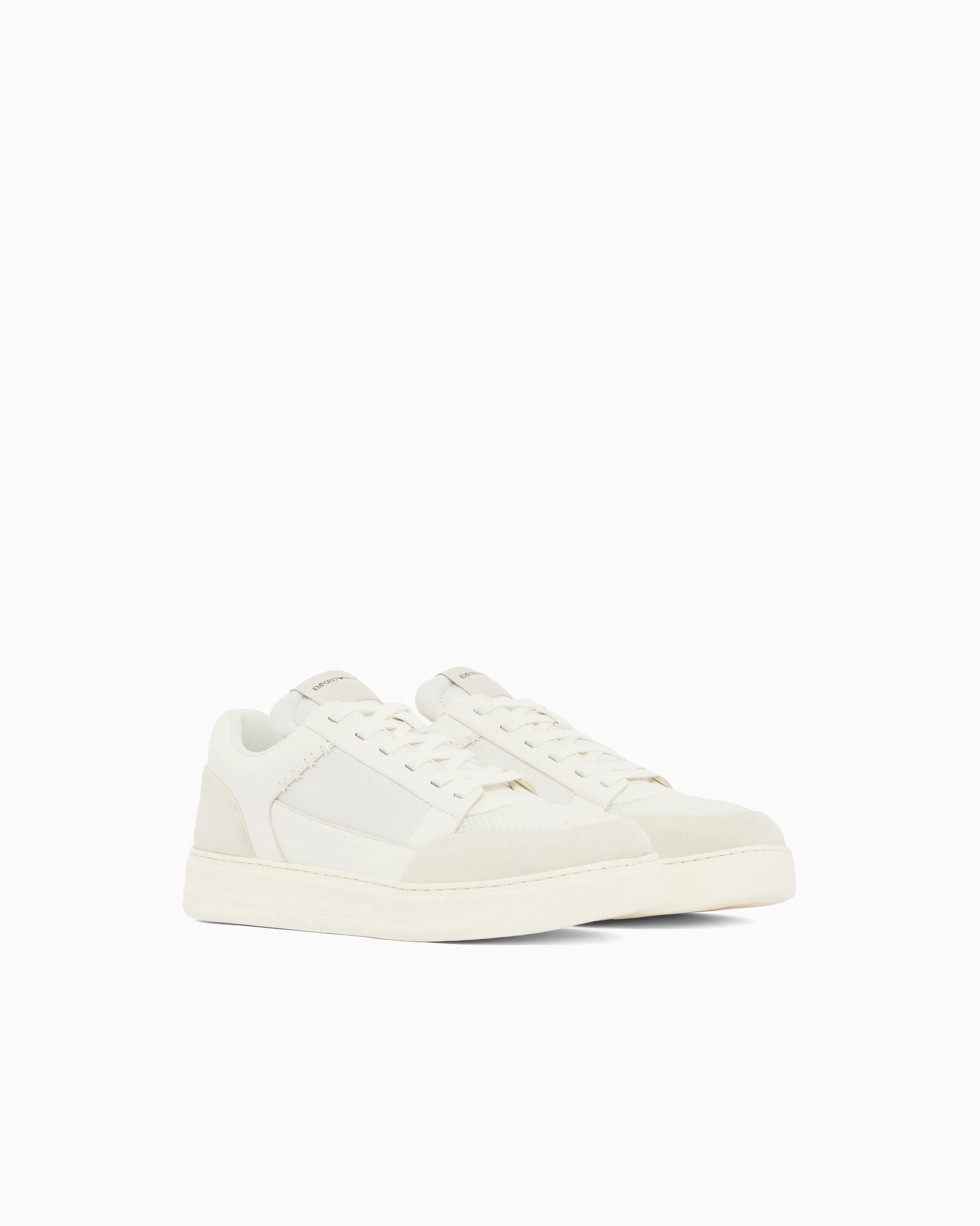 Emporio Armani Cordura Sneakers With Suede Details White