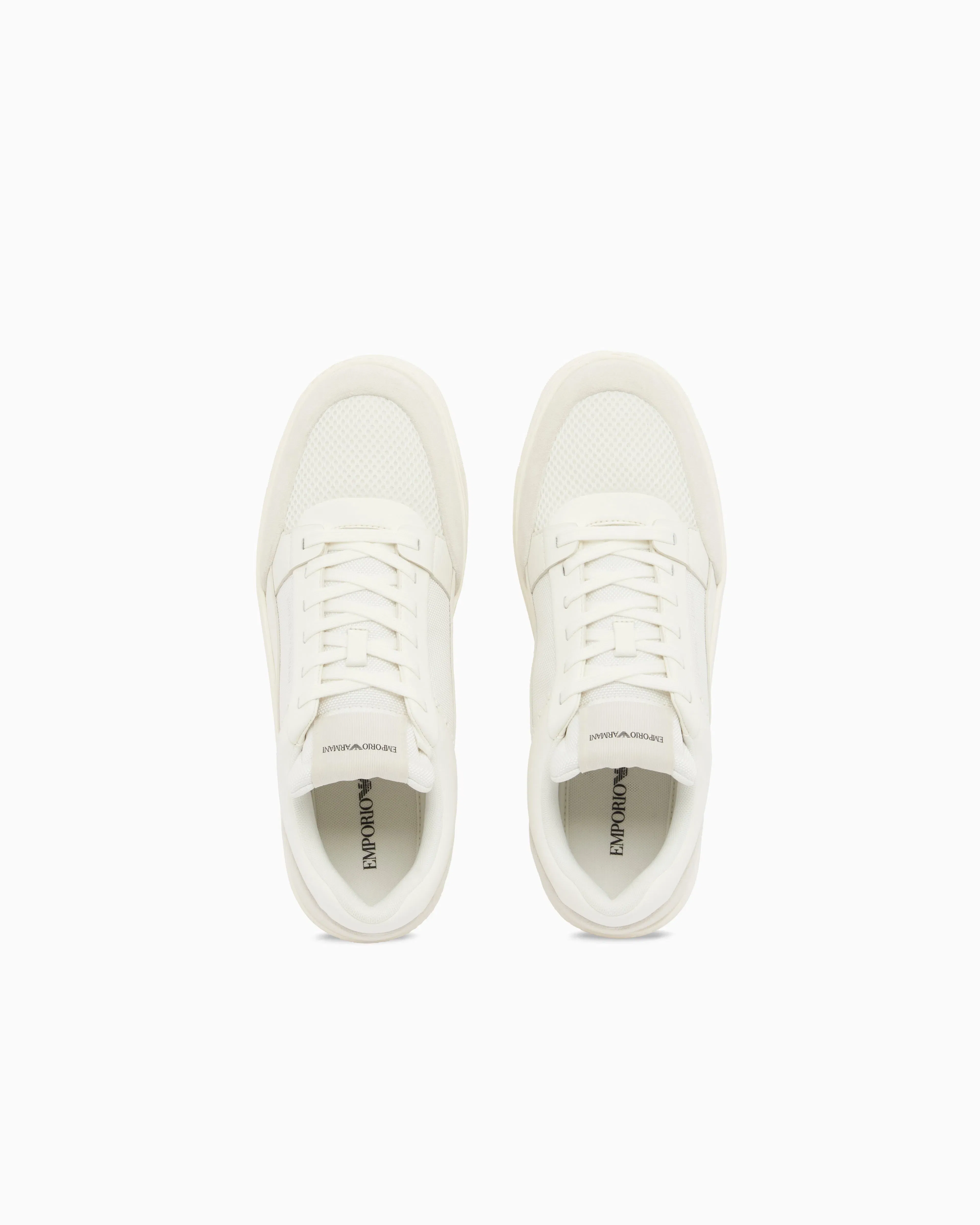 Emporio Armani Cordura Sneakers With Suede Details White