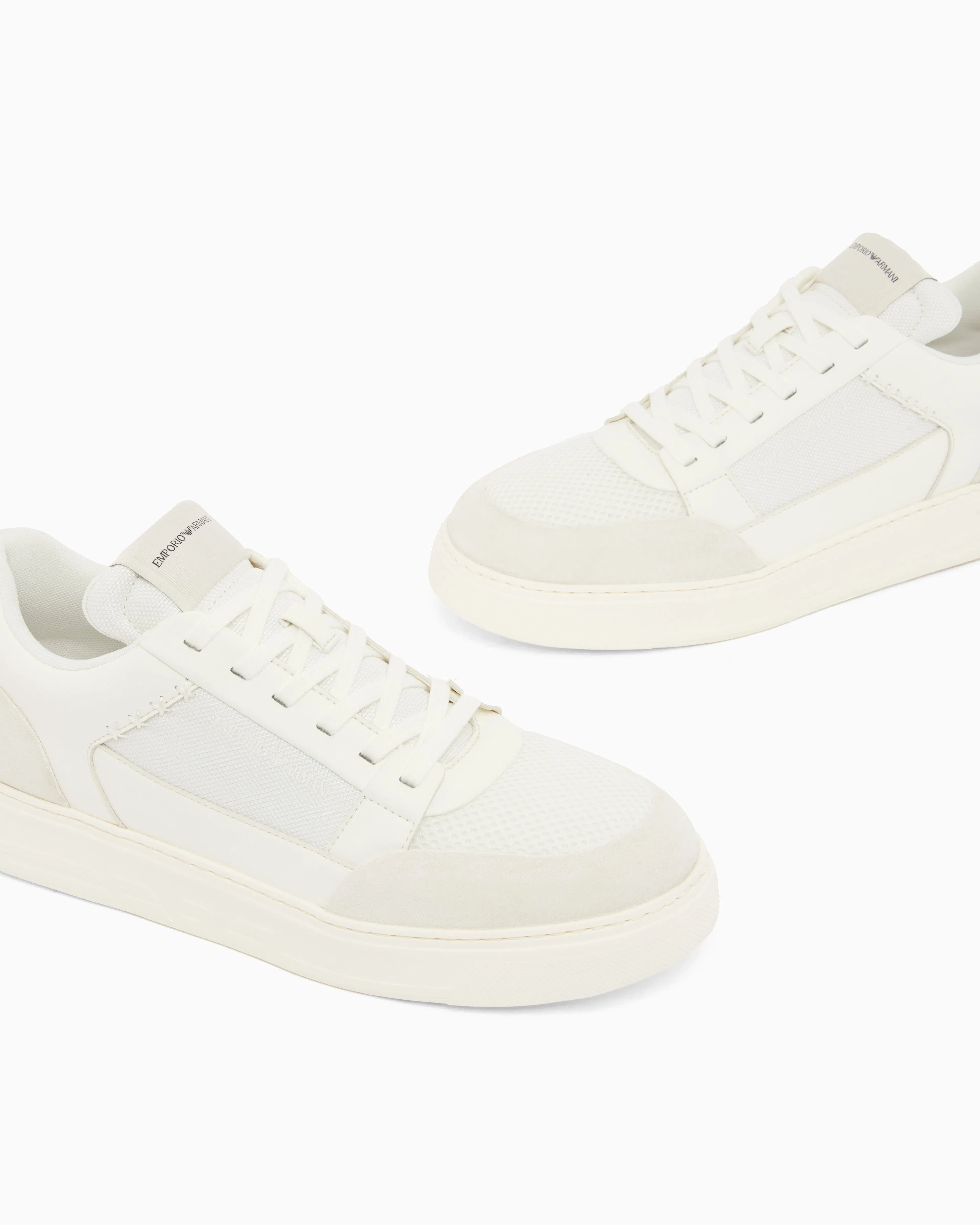 Emporio Armani Cordura Sneakers With Suede Details White