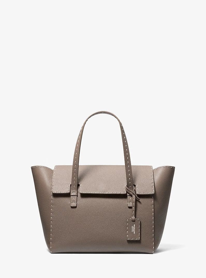 Michael Kors Sophia Hand-Stitched Pebbled Leather Satchel Mocha