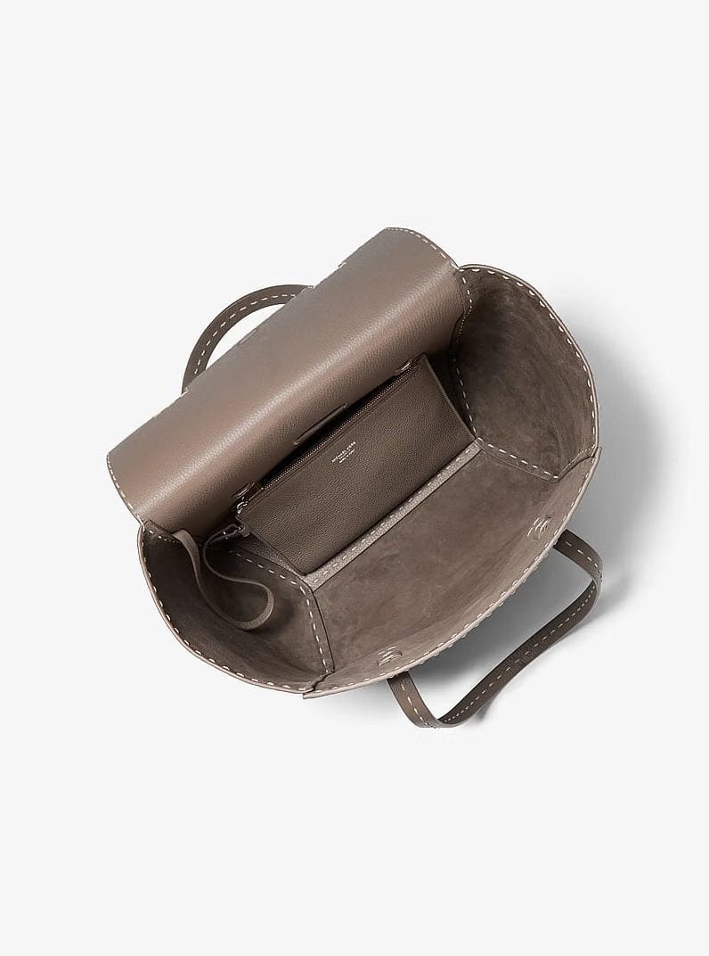 Michael Kors Sophia Hand-Stitched Pebbled Leather Satchel Mocha