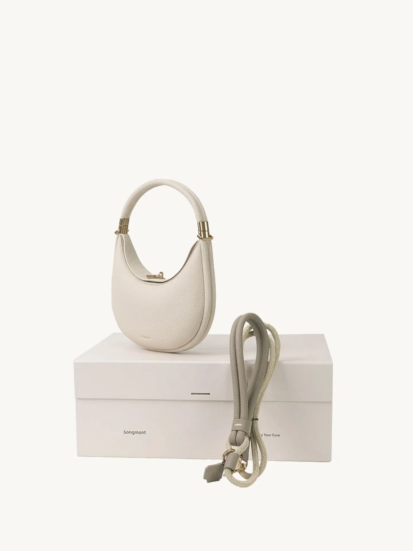 Songmont Small Luna & Pet Leash Box Ivory Cream Apricot
