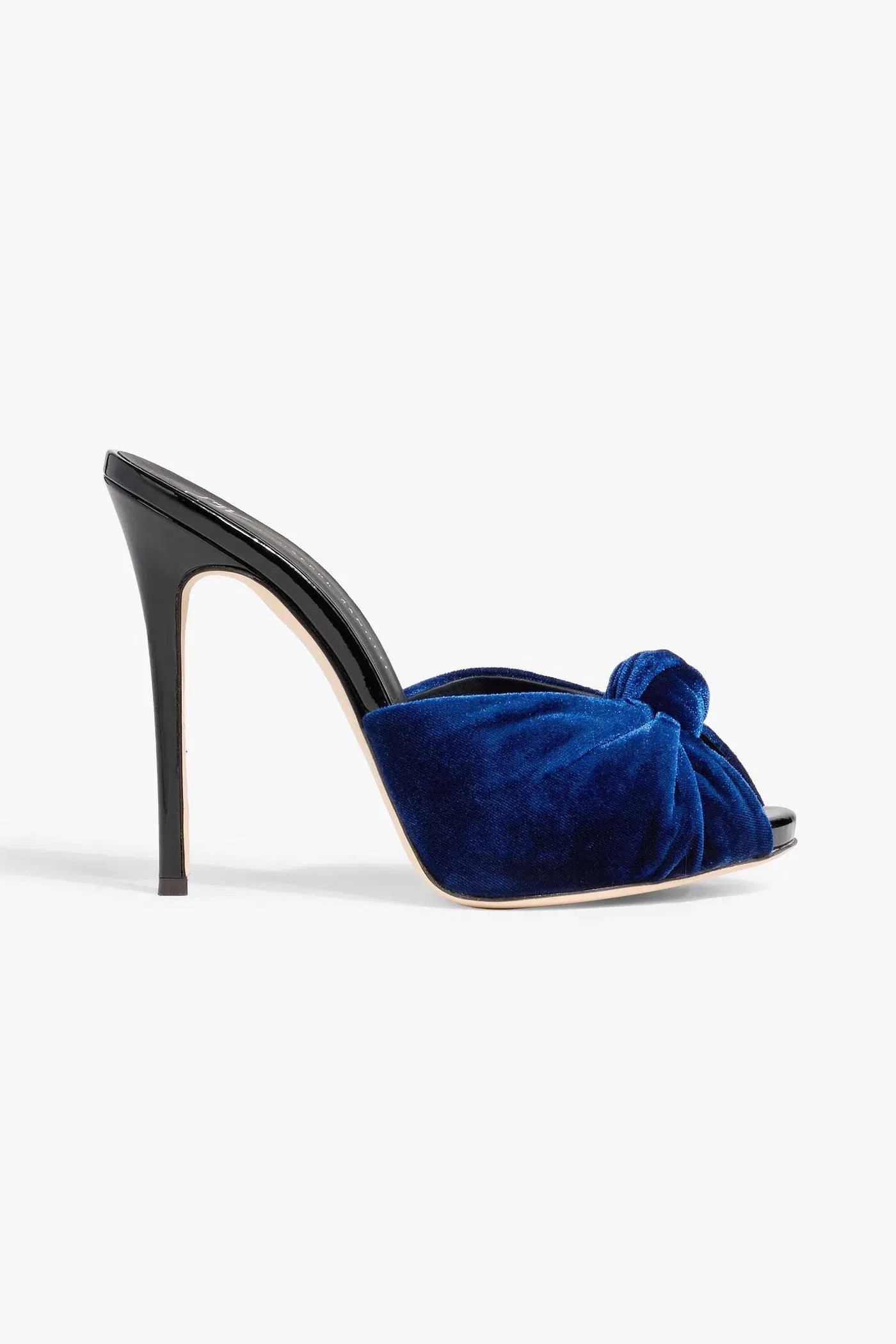 Giuseppe Zanotti Bridget 120 Knotted Velvet Mules Royal Blue Women's