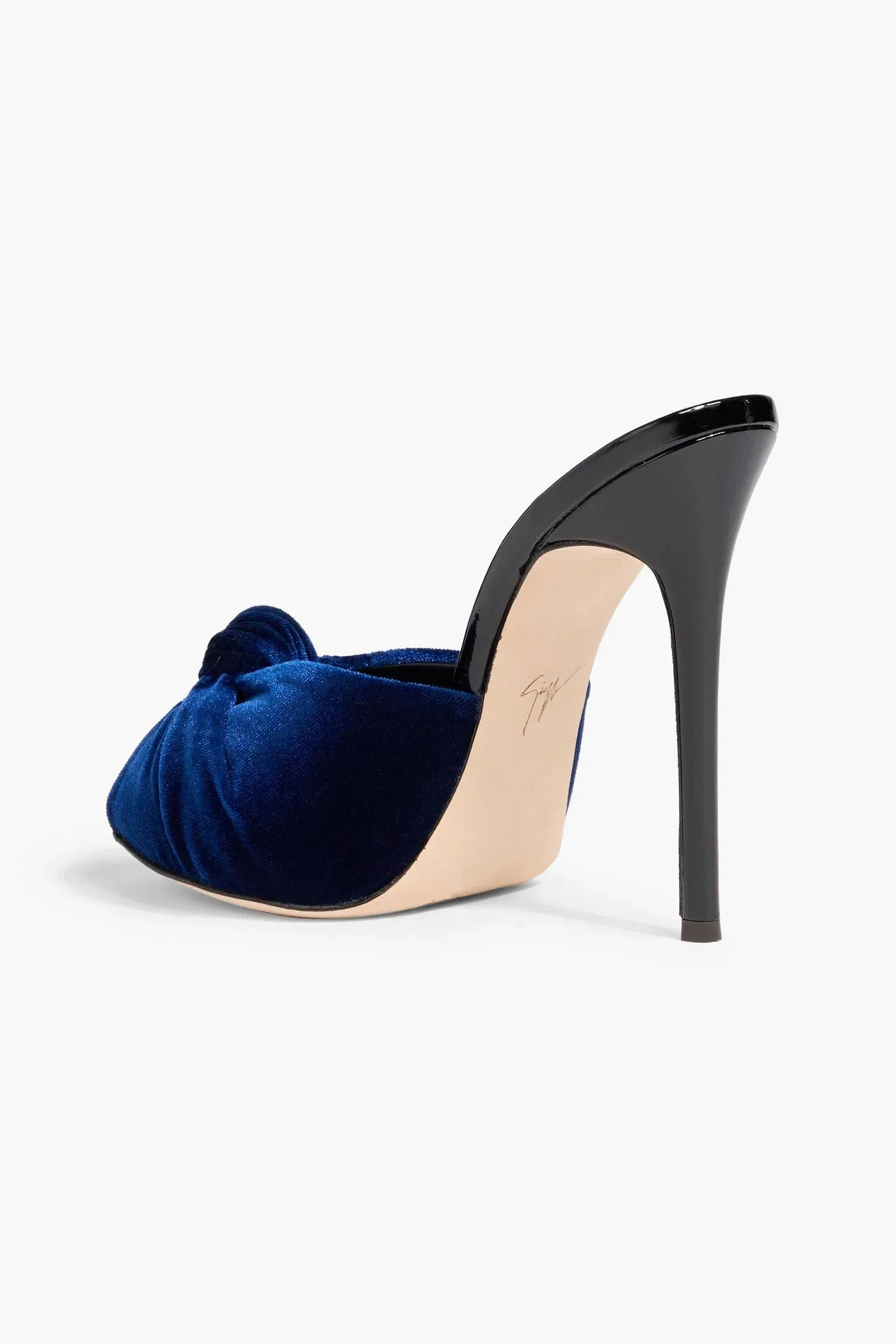 Giuseppe Zanotti Bridget 120 Knotted Velvet Mules Royal Blue Women's