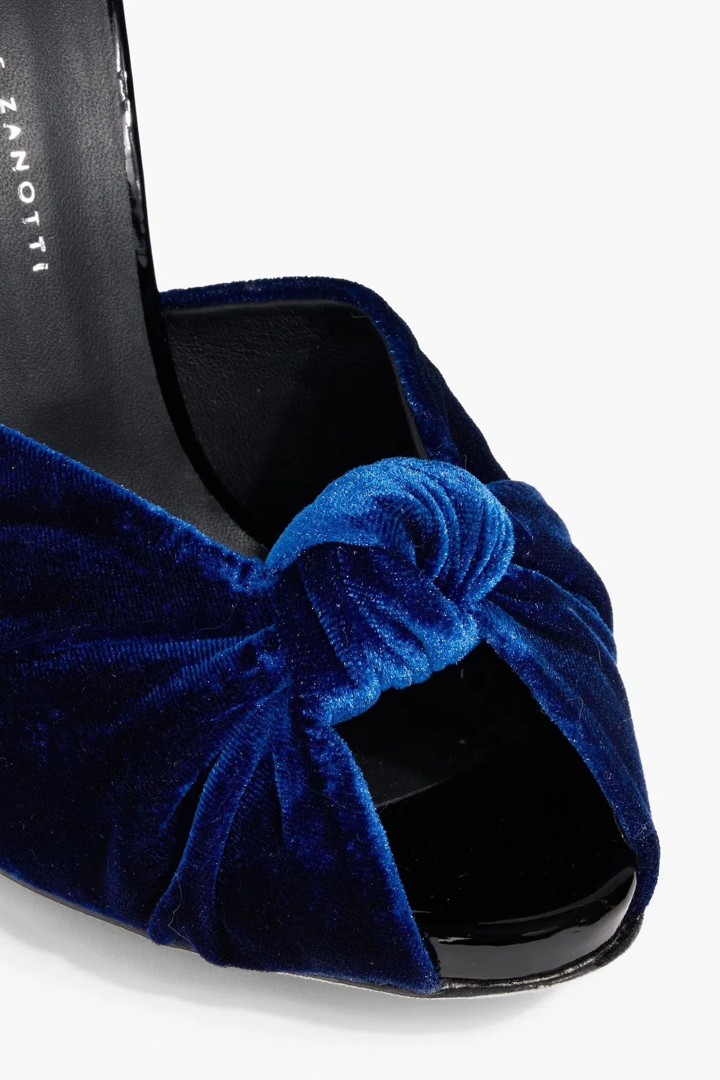 Giuseppe Zanotti Bridget 120 Knotted Velvet Mules Royal Blue Women's