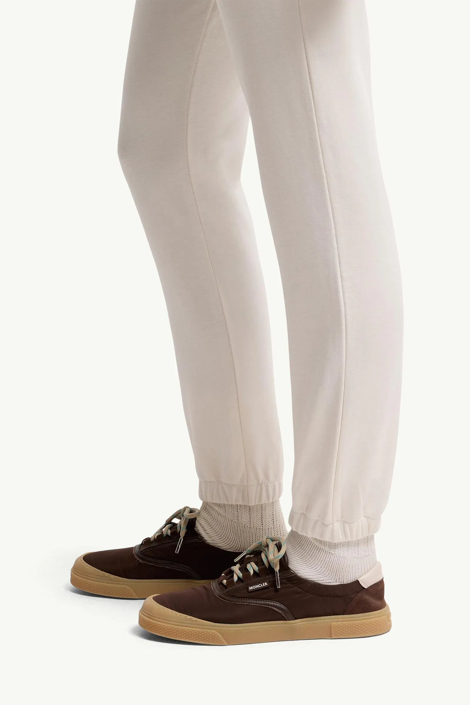 Moncler Logo Cotton Blend Fleece Sweatpants White White