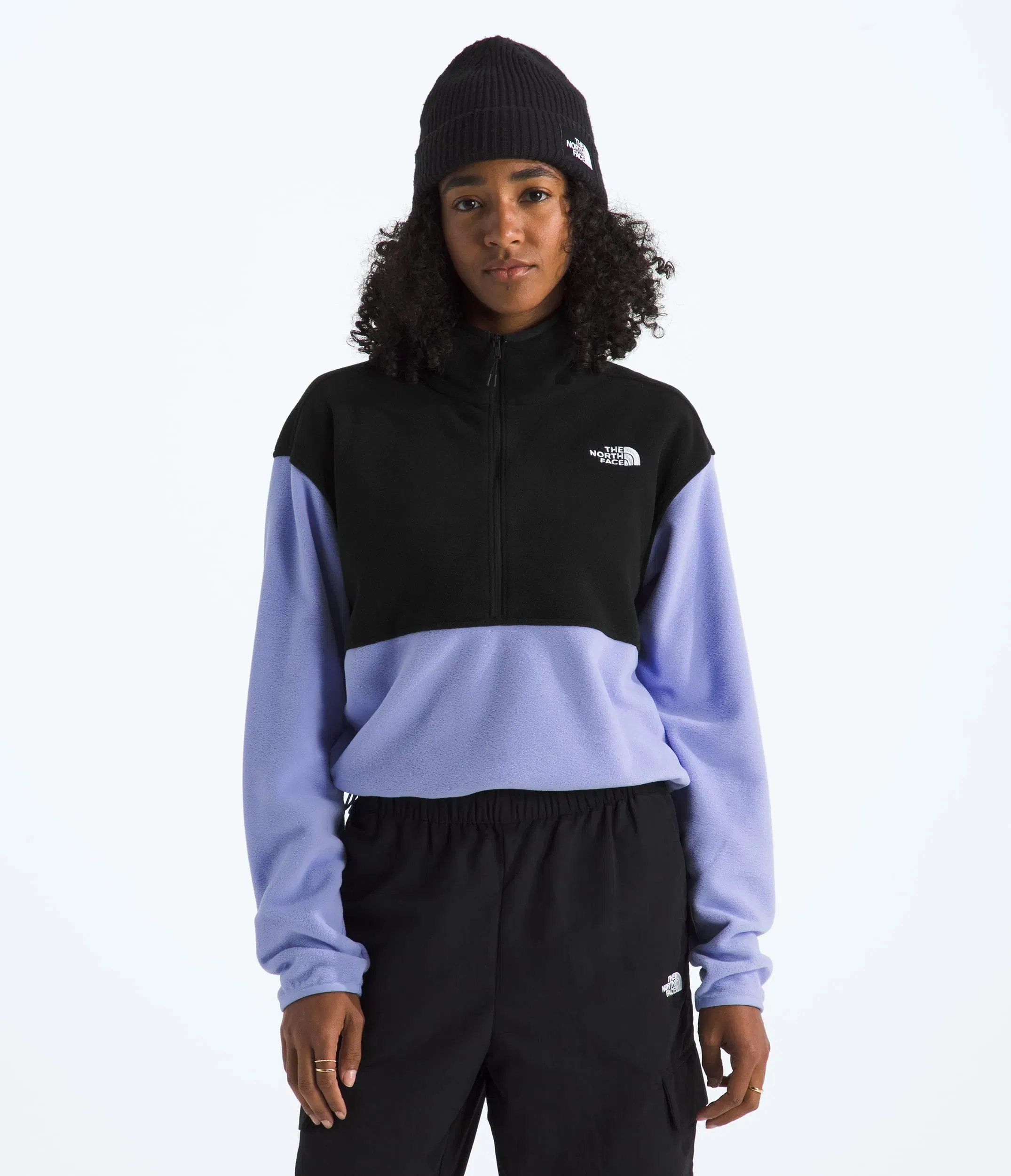 The North Face Women’s Glacier Fleece ½-Zip Short Jacket Periwinkle Glow-Tnf Black