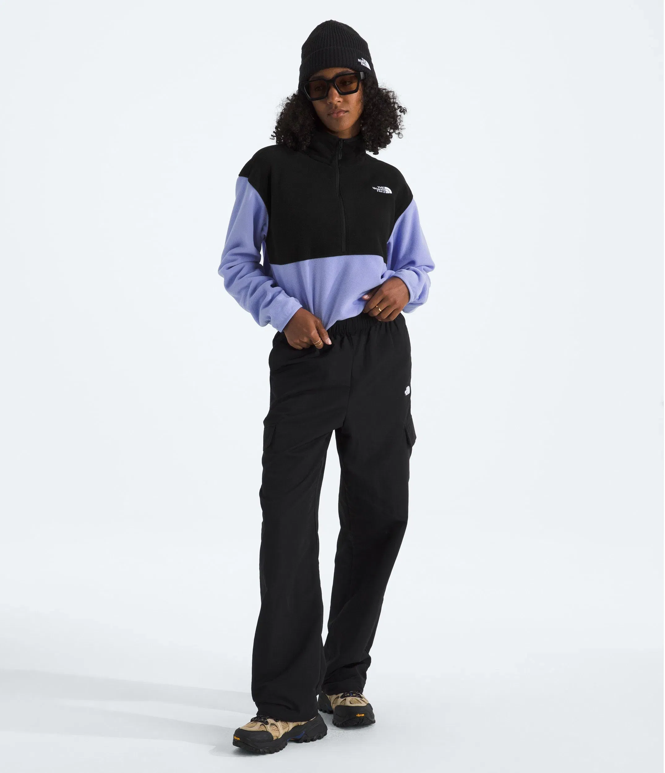 The North Face Women’s Glacier Fleece ½-Zip Short Jacket Periwinkle Glow-Tnf Black
