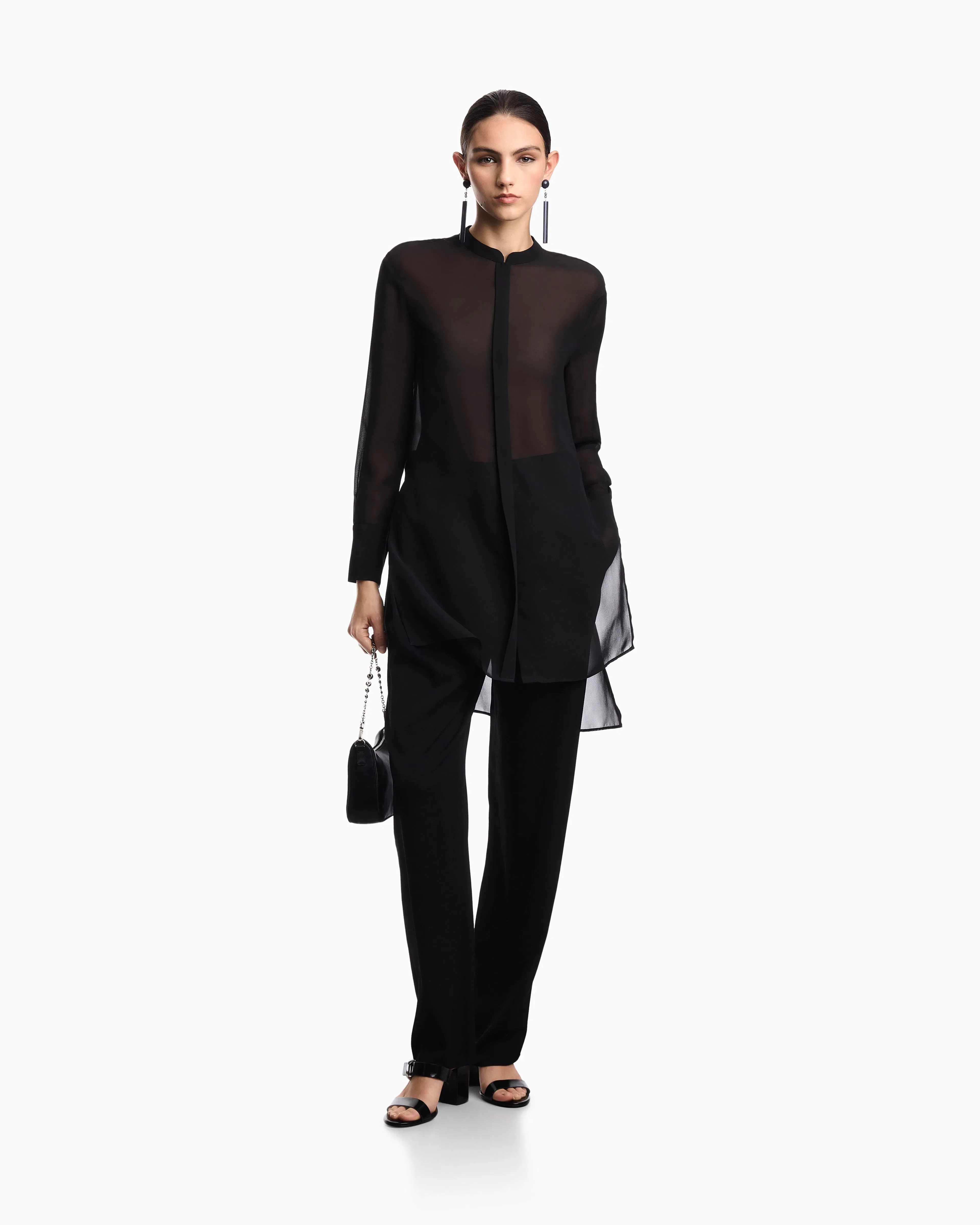 Emporio Armani Technical georgette oversized shirt
