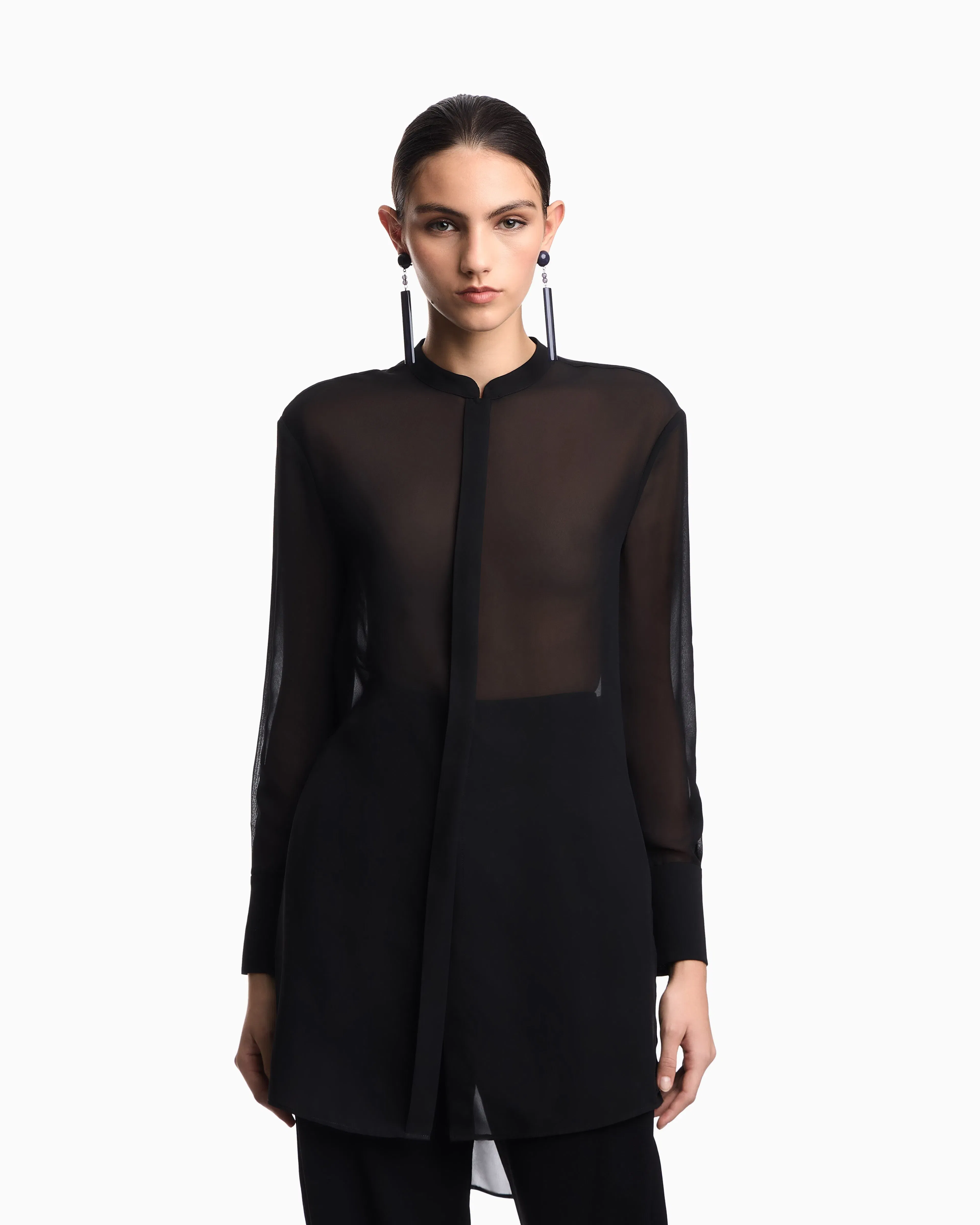 Emporio Armani Technical georgette oversized shirt