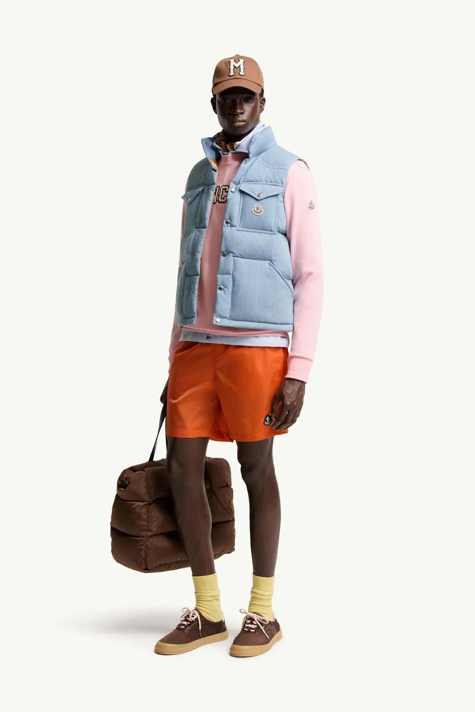 Moncler Logo Swim Shorts Orange Orange