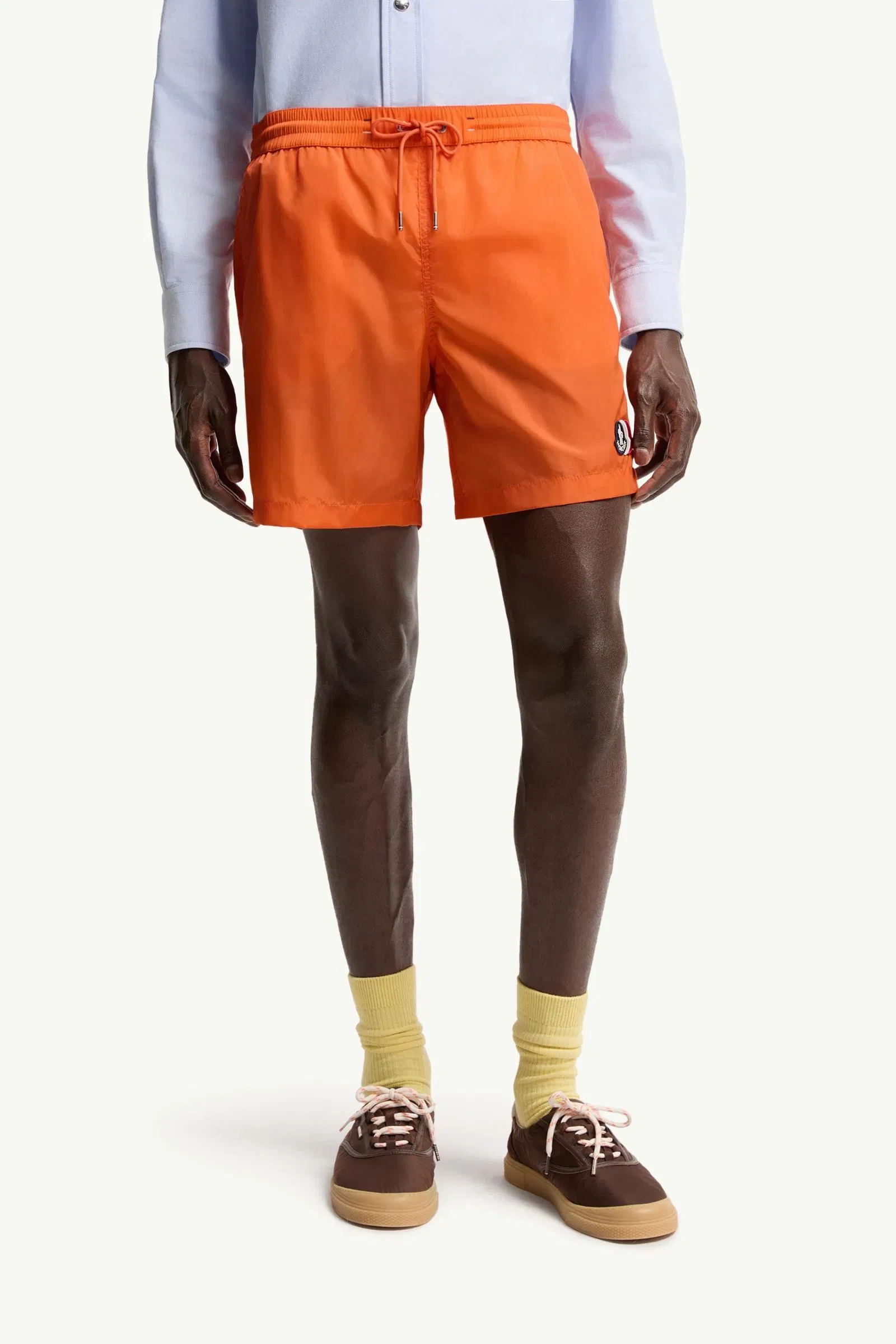 Moncler Logo Swim Shorts Orange Orange