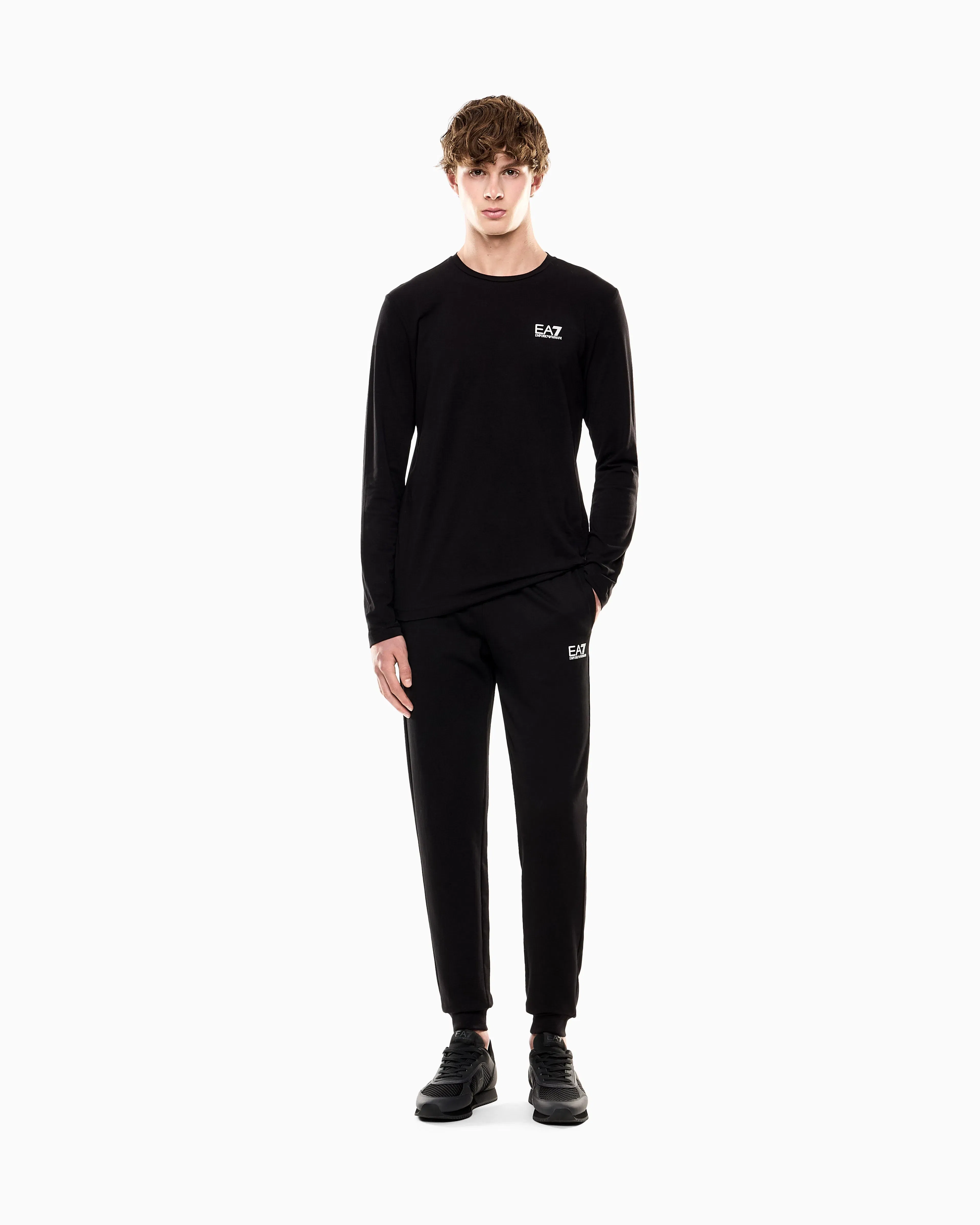 EA7 Cotton jogger pants in jersey with drawstring Core Identity