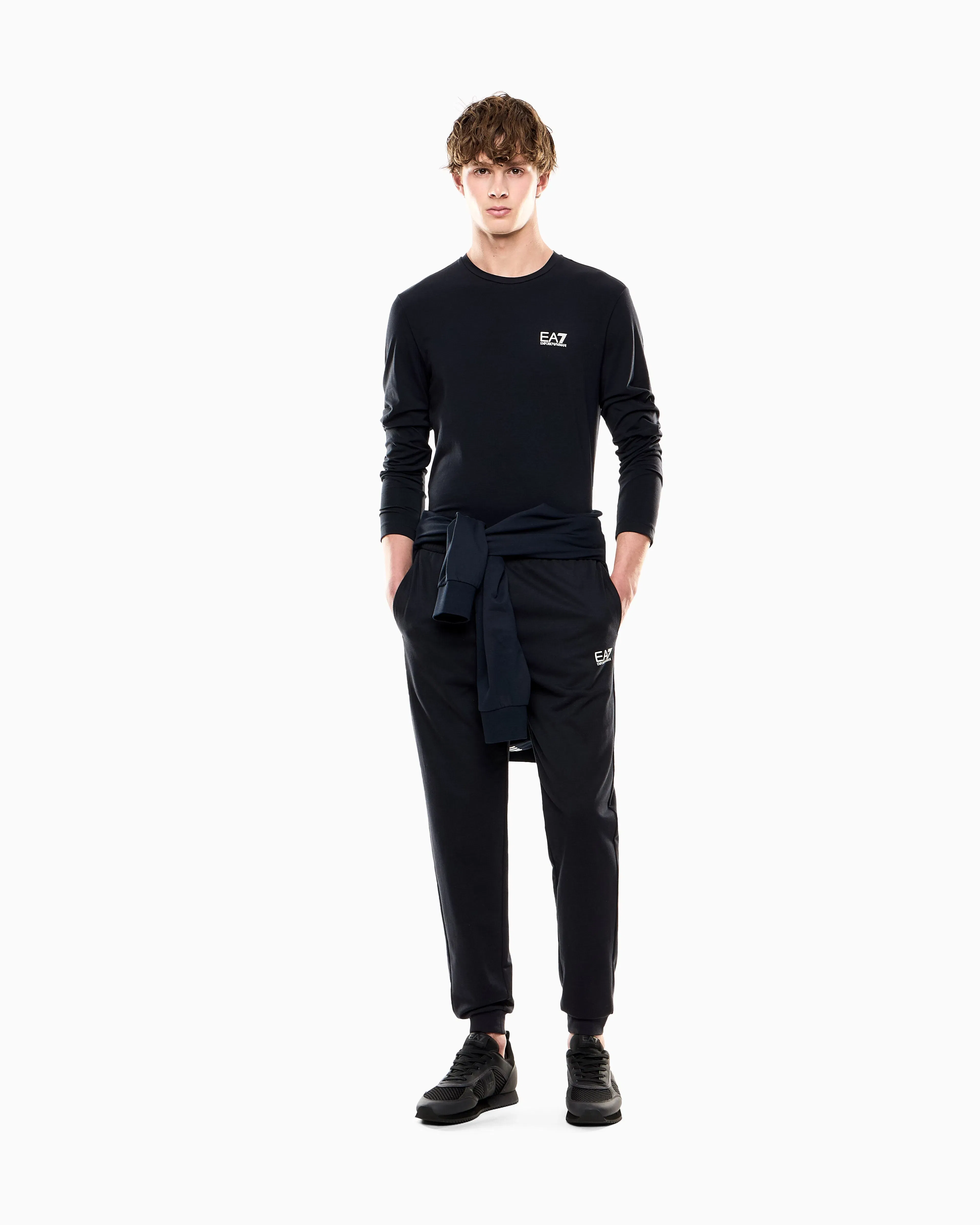 EA7 Cotton jogger pants in jersey with drawstring Core Identity