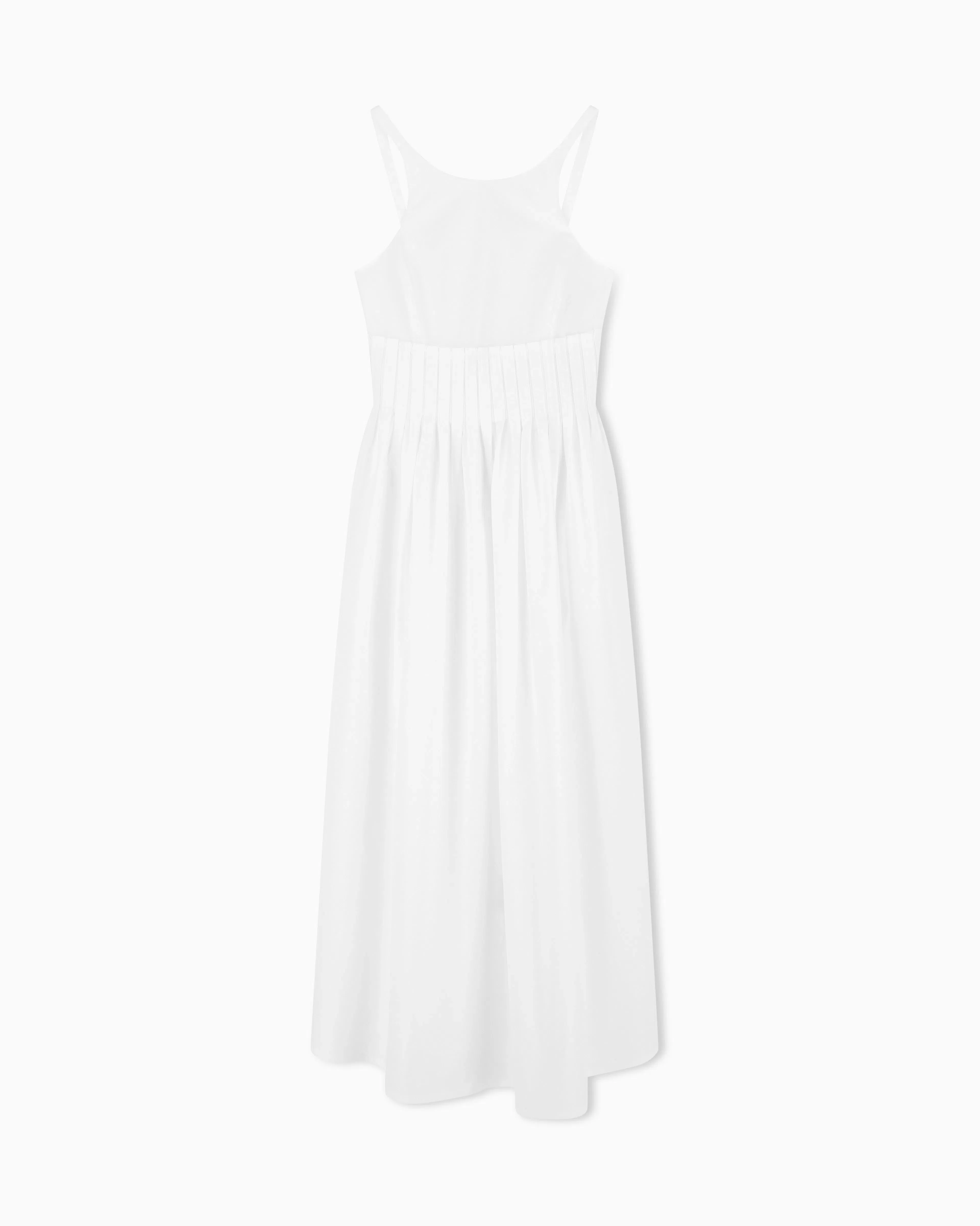 Emporio Armani Long dress in poplin with smocked motif