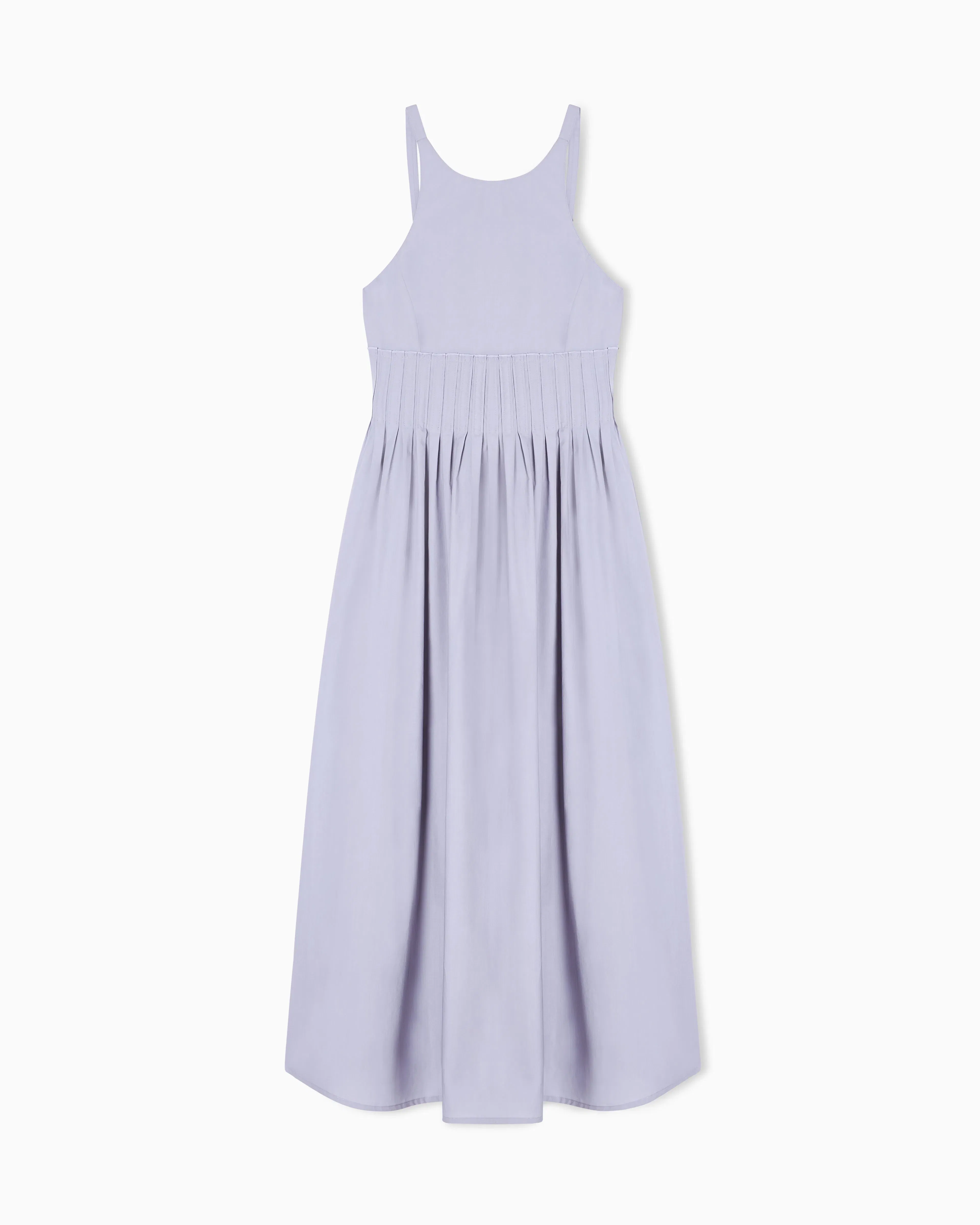 Emporio Armani Long dress in poplin with smocked motif