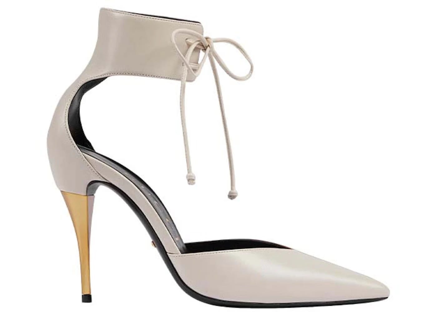 Gucci High Heel Pump With Ankle Cuff Grey Brown Womens