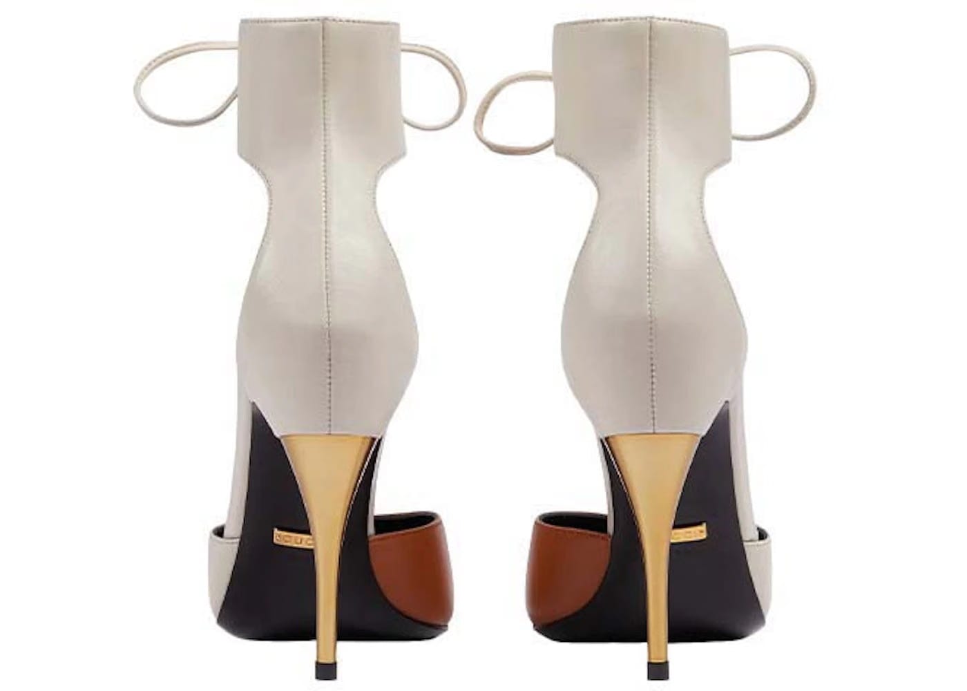 Gucci High Heel Pump With Ankle Cuff Grey Brown Womens