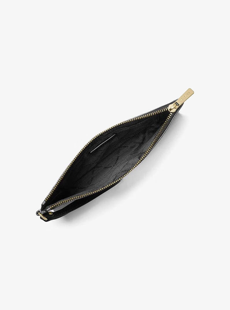 Michael Kors Jet Set Travel Large Pebbled Leather Pouch Black